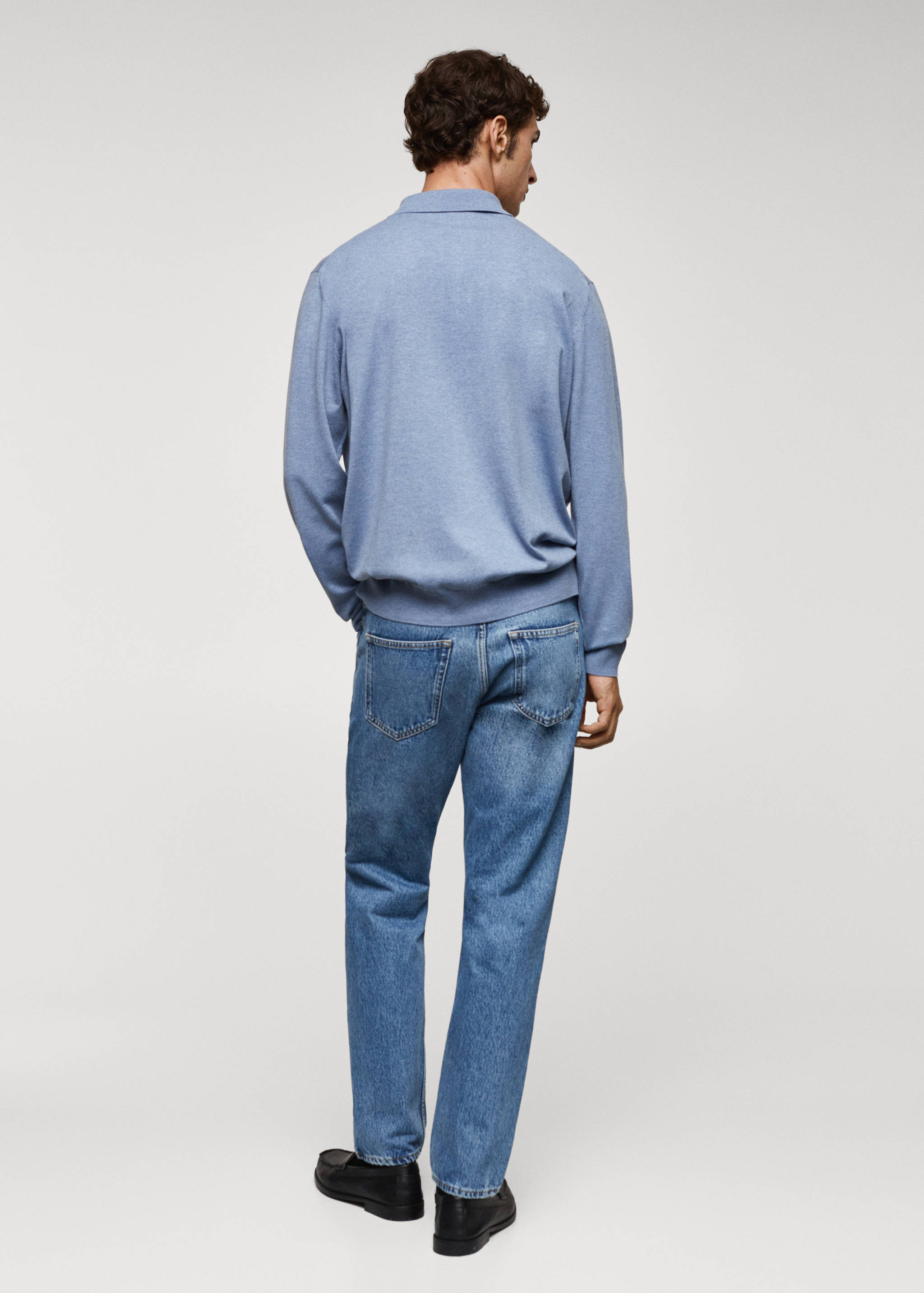 Long-sleeved cotton jersey polo shirt - Reverse of the article