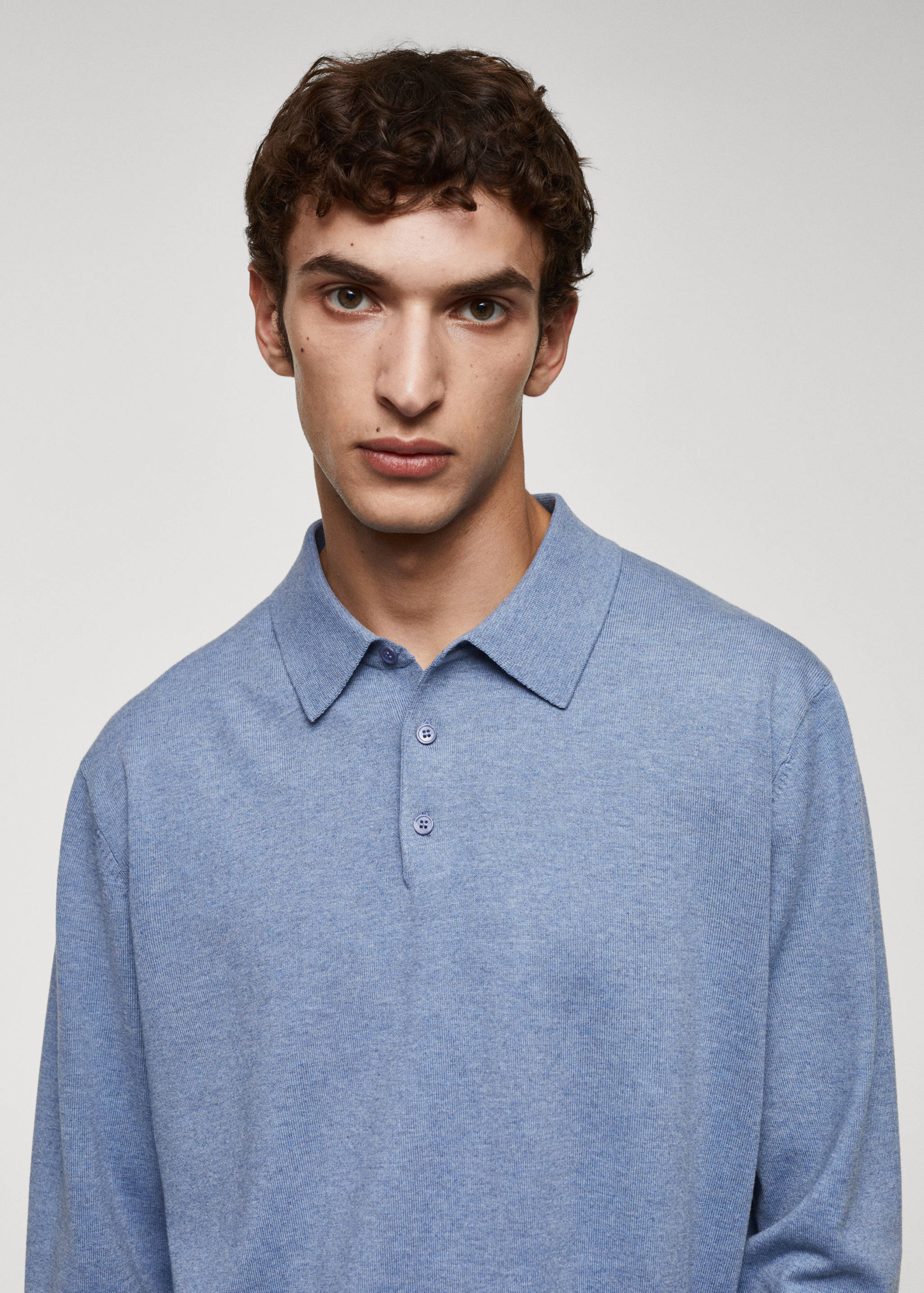 Long-sleeved cotton jersey polo shirt - Details of the article 1