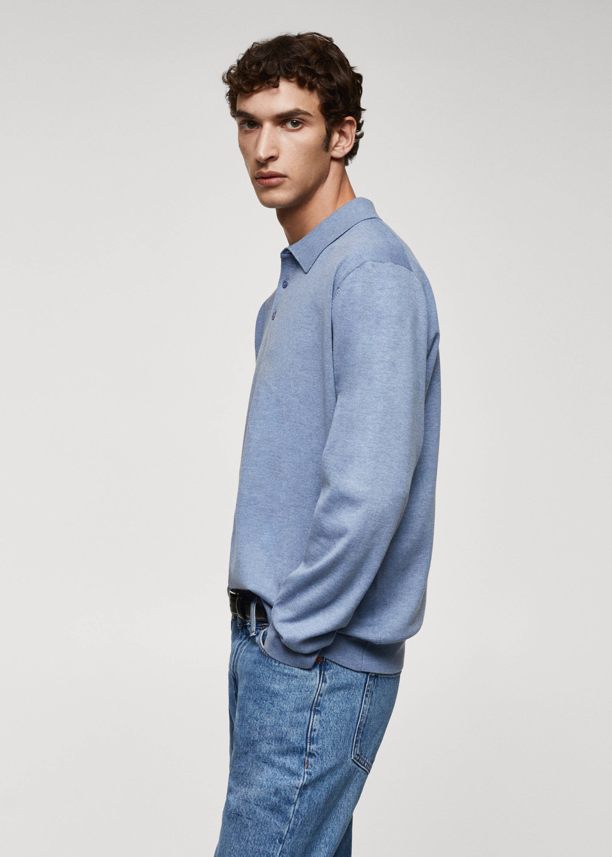 Long-sleeved cotton jersey polo shirt - Details of the article 2