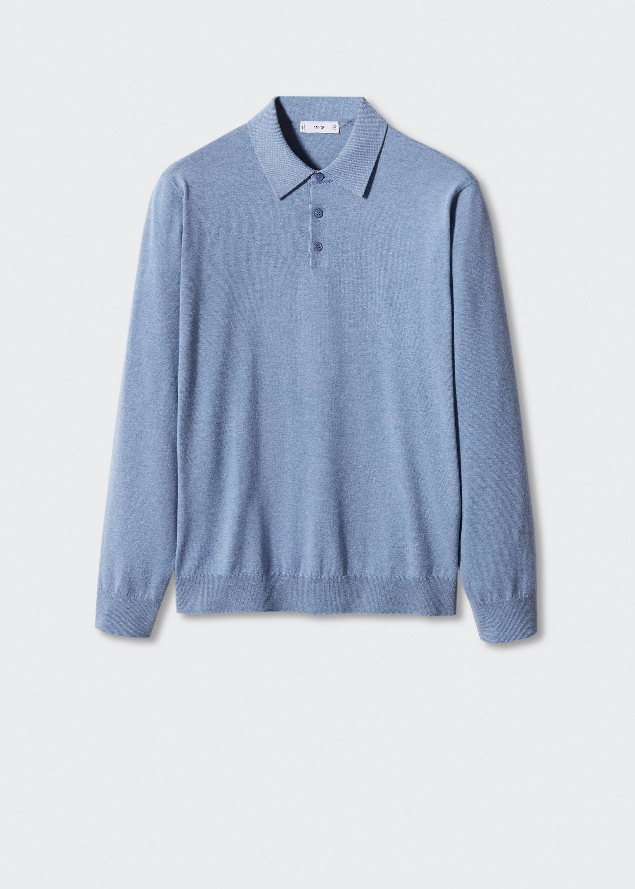 Long-sleeved cotton jersey polo shirt - Article without model