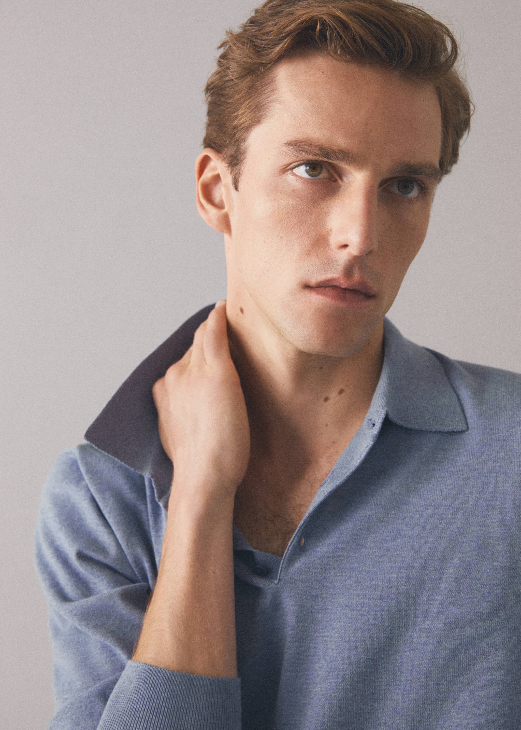 Long-sleeved cotton jersey polo shirt - Details of the article 5