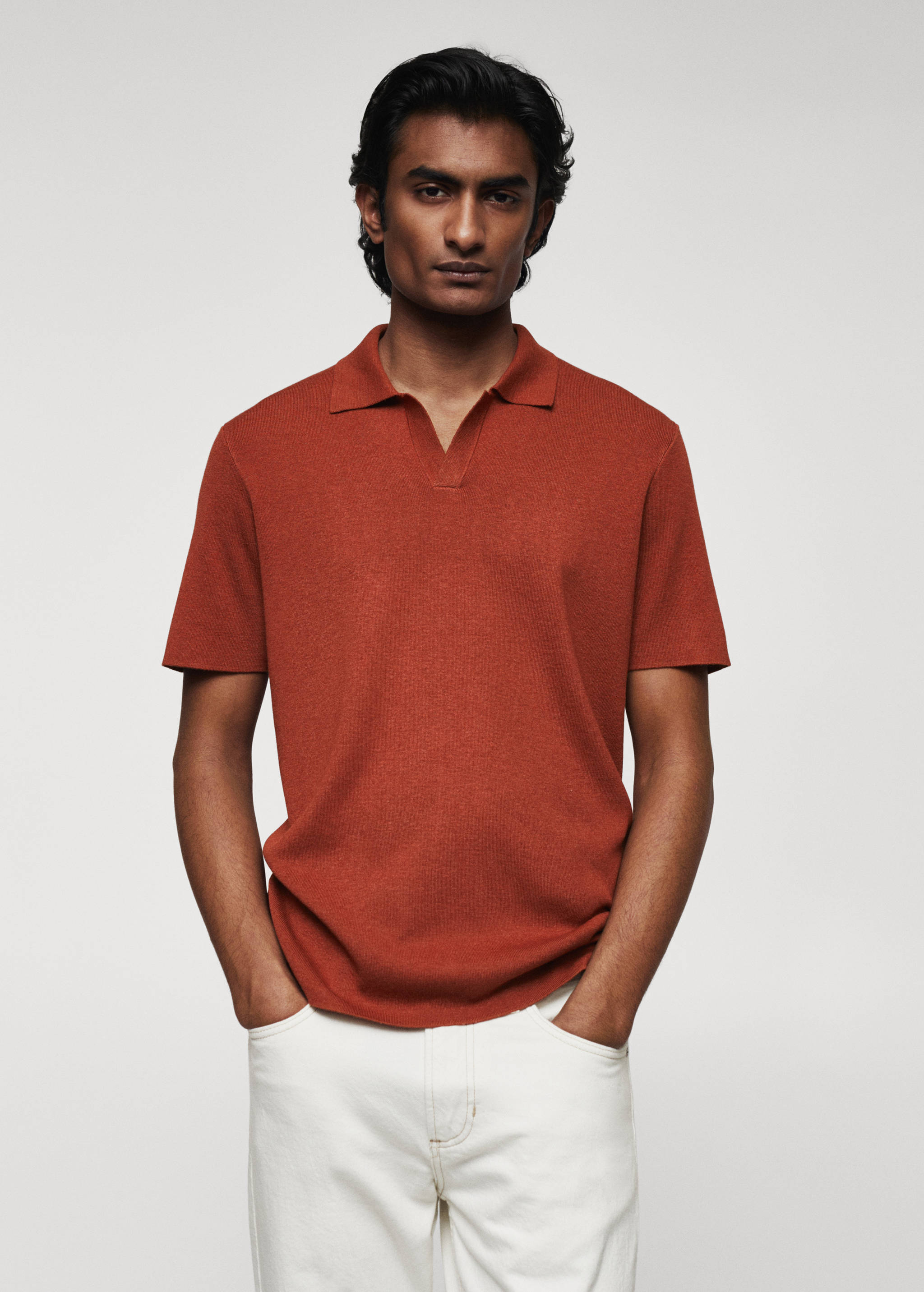 Fine-knit polo shirt - Medium plane