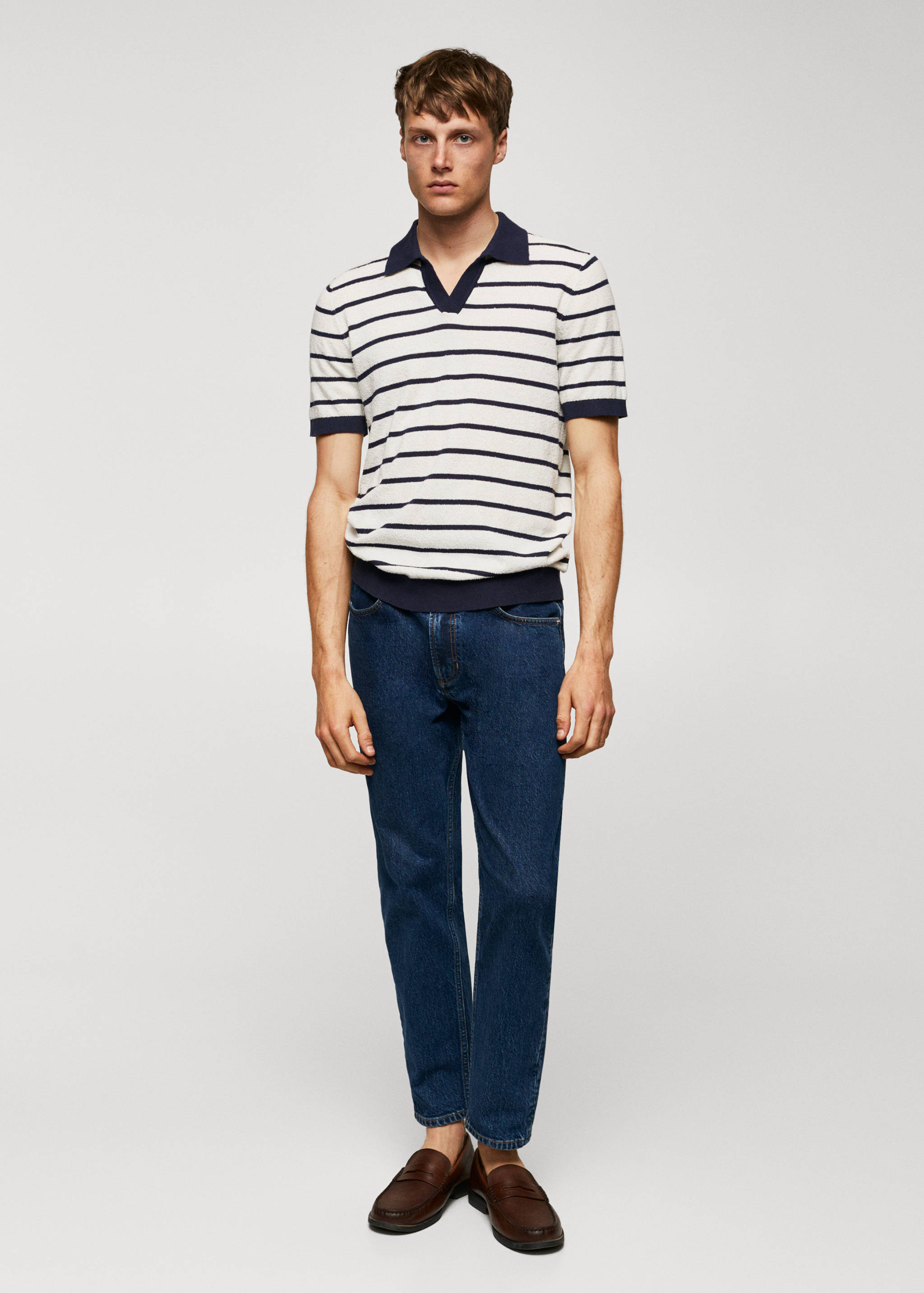 Terry texture striped polo shirt - General plane