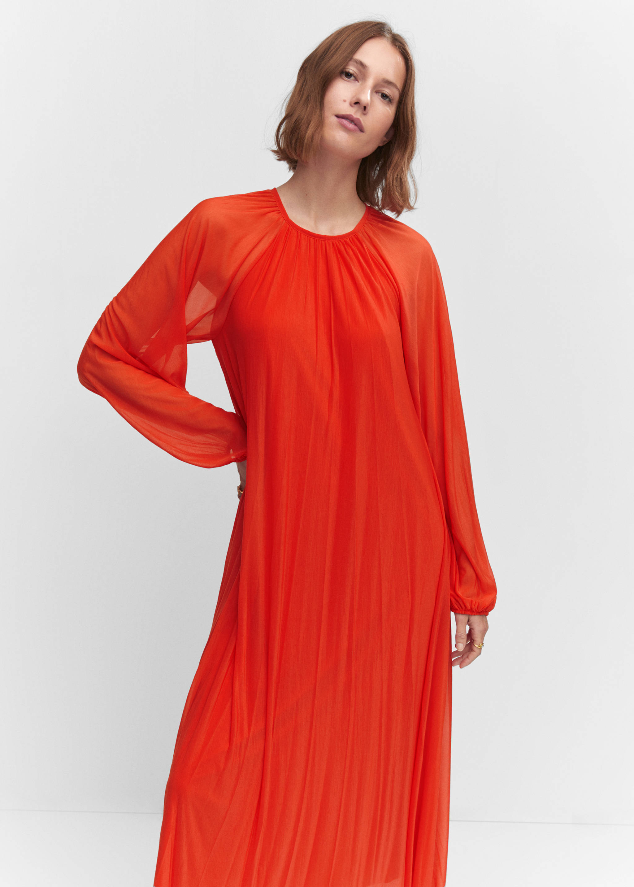 泡泡袖连衣裙 - null