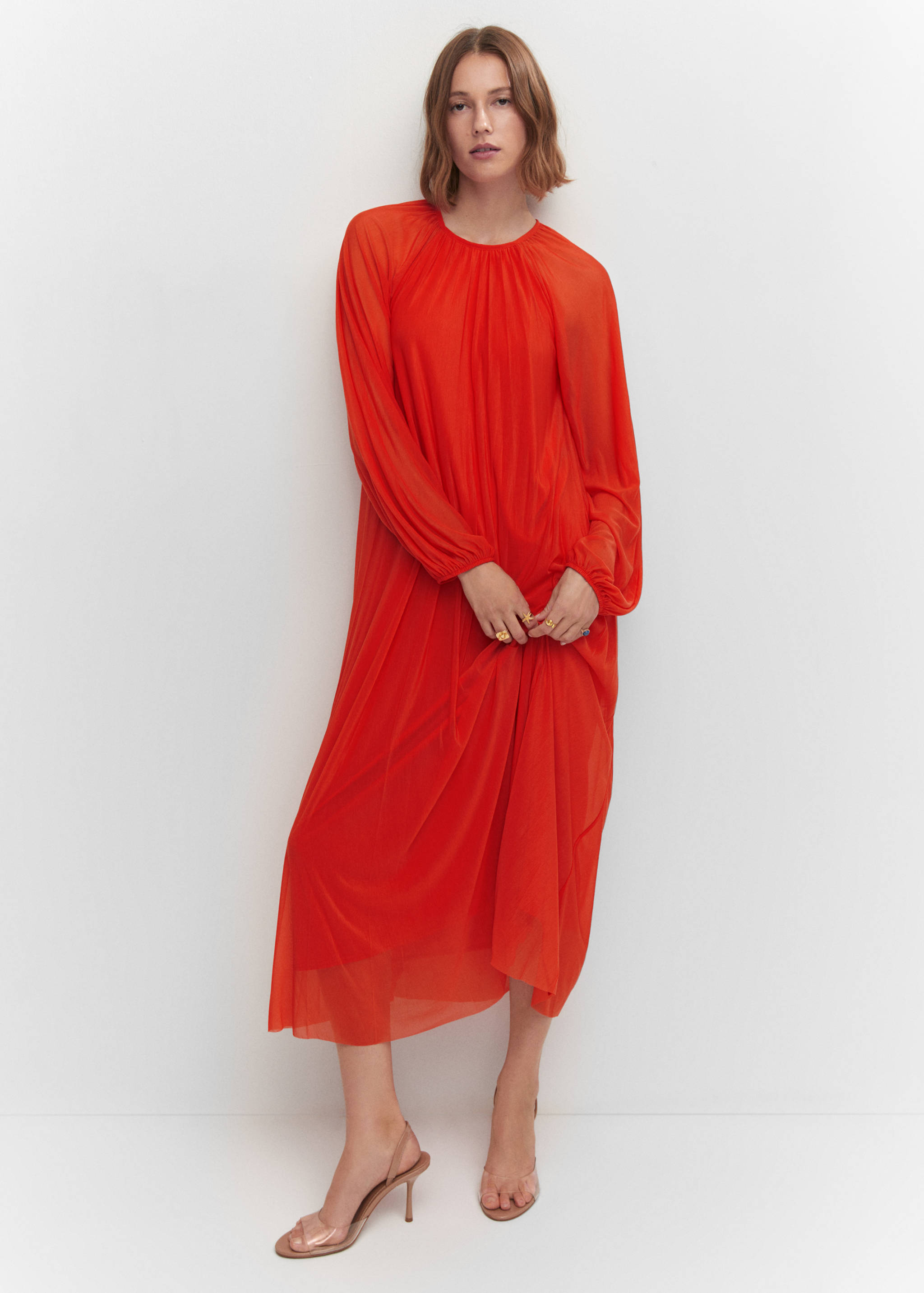 泡泡袖连衣裙 - null