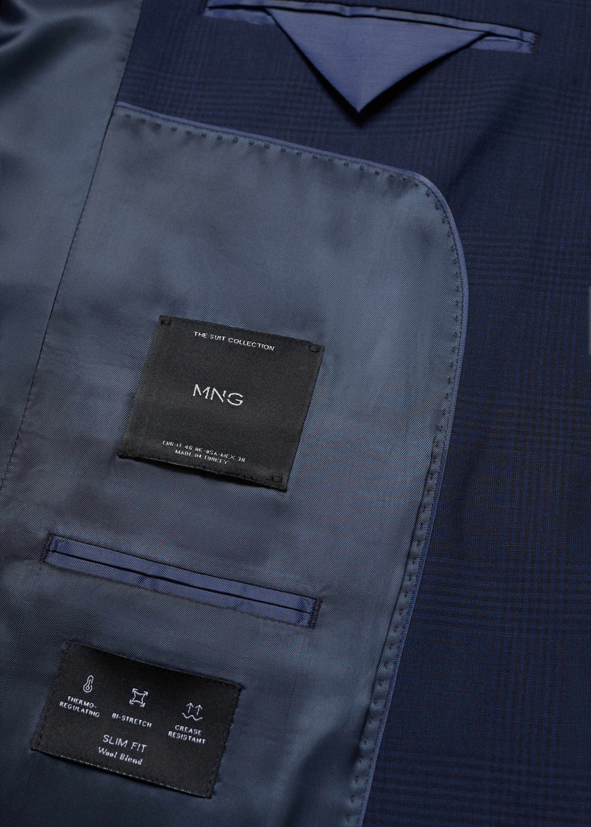 Veste costume laine slim-fit carreaux - Détail de l'article 0