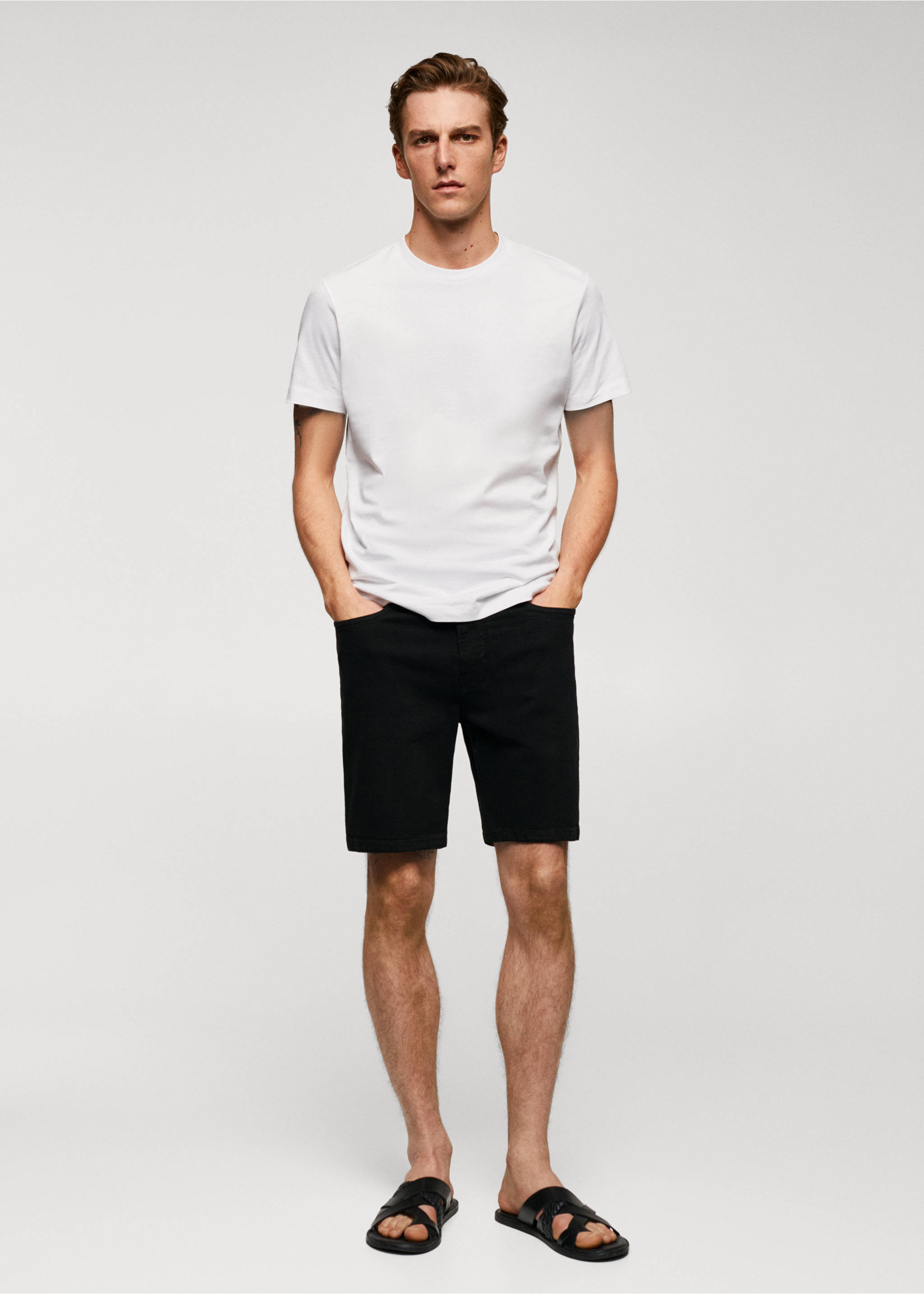 T-shirt essentiel coton comfort stretch - Plan général, Blanc. Ref: 57010795-00.
