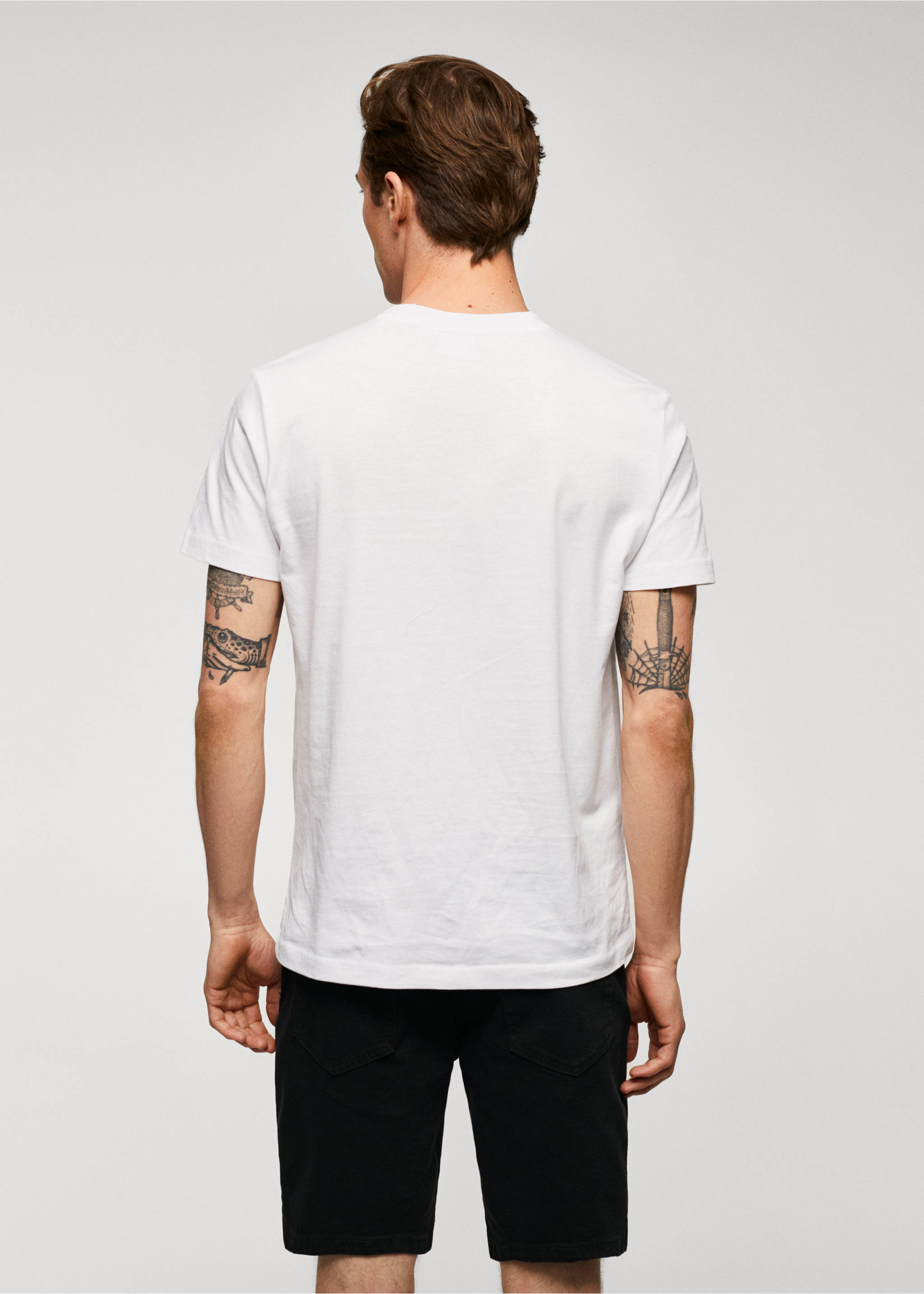 T-shirt essentiel coton comfort stretch - Verso de l’article, Blanc. Ref: 57010795-00.