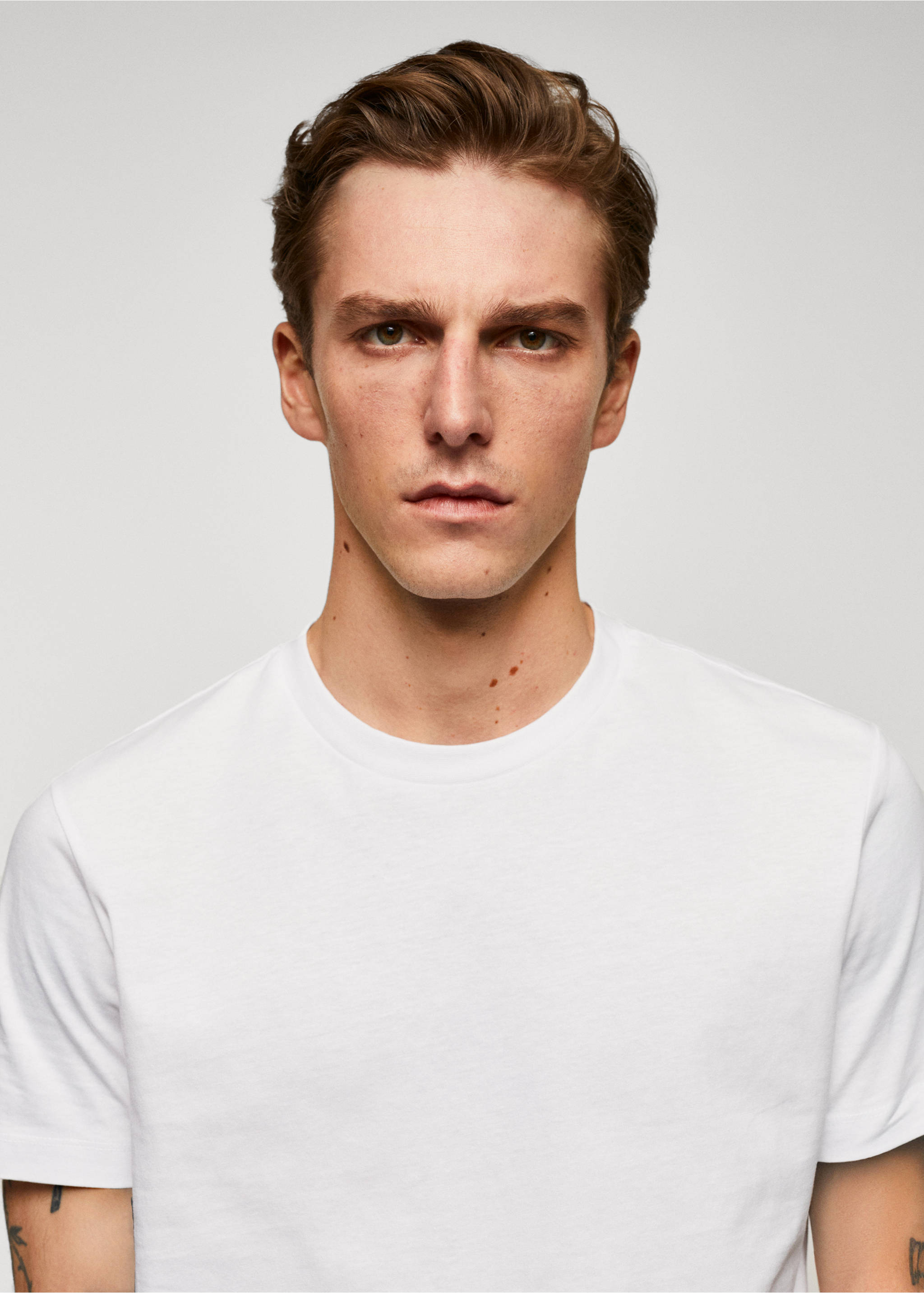 T-shirt essentiel coton comfort stretch - Détail de l'article 1, Blanc. Ref: 57010795-00.