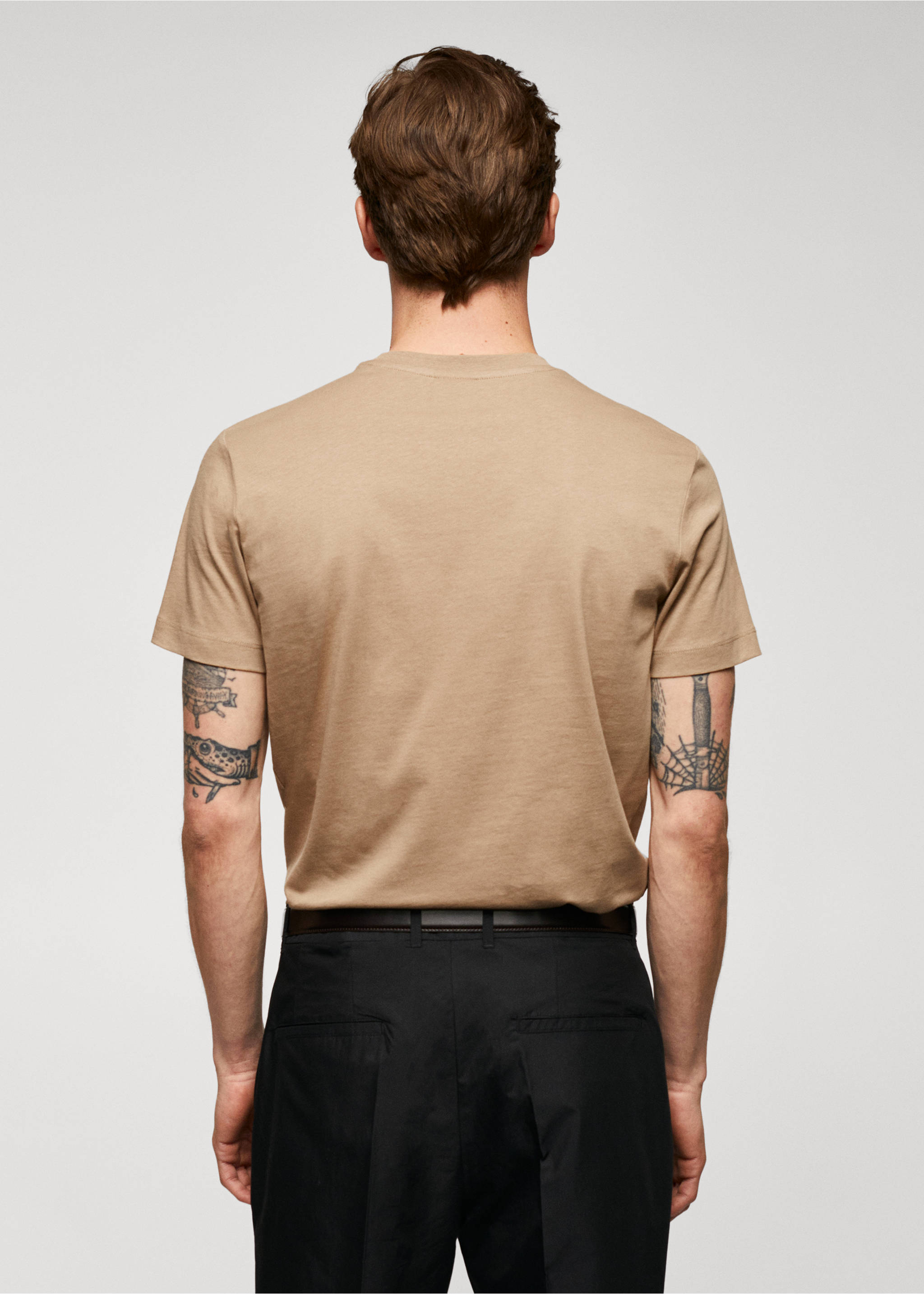 T-shirt essentiel coton comfort stretch - Verso de l’article, Marron moyen. Ref: 57010795-00.