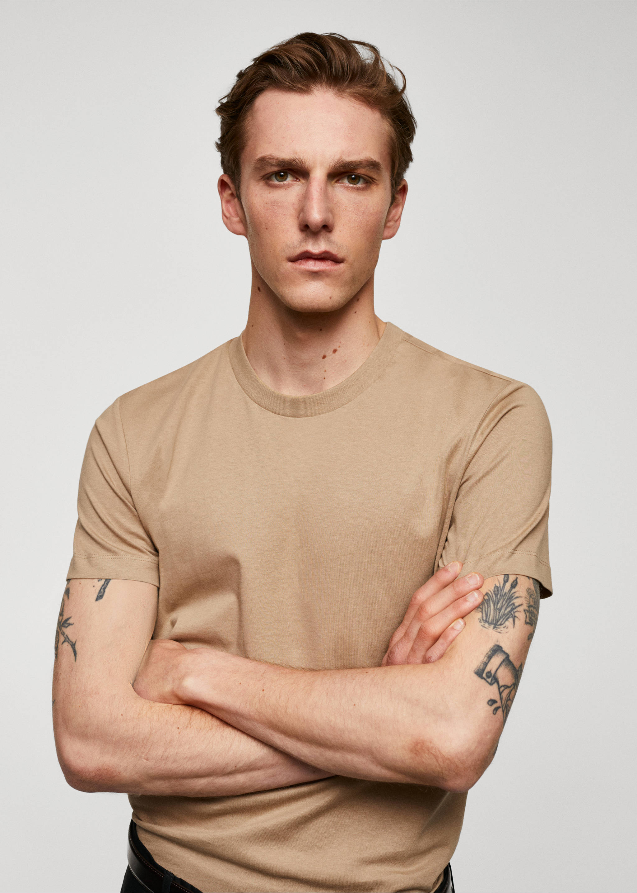 T-shirt essentiel coton comfort stretch - Détail de l'article 1, Marron moyen. Ref: 57010795-00.