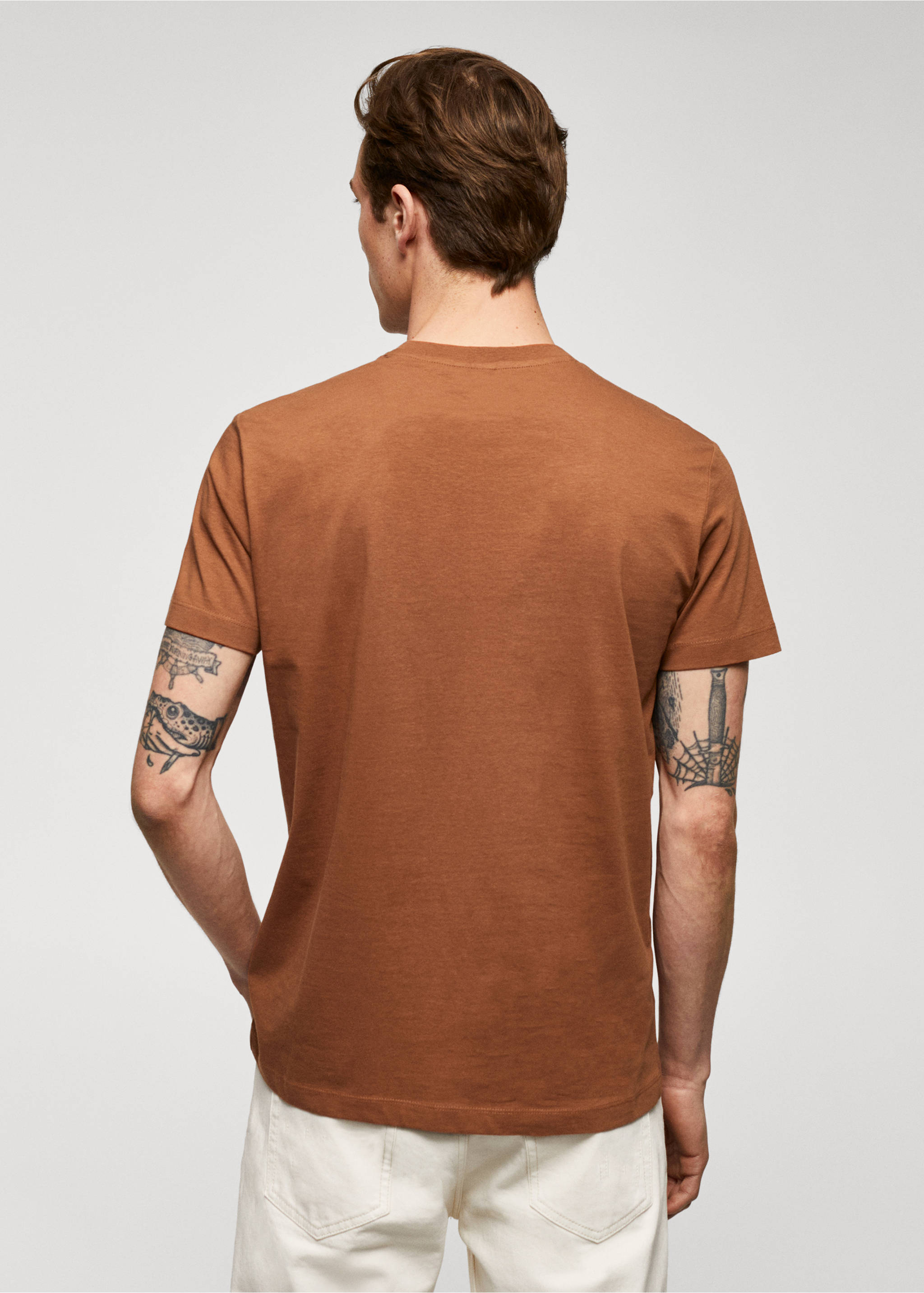 T-shirt essentiel coton comfort stretch - Verso de l’article, Orange brûlé. Ref: 57010795-00.