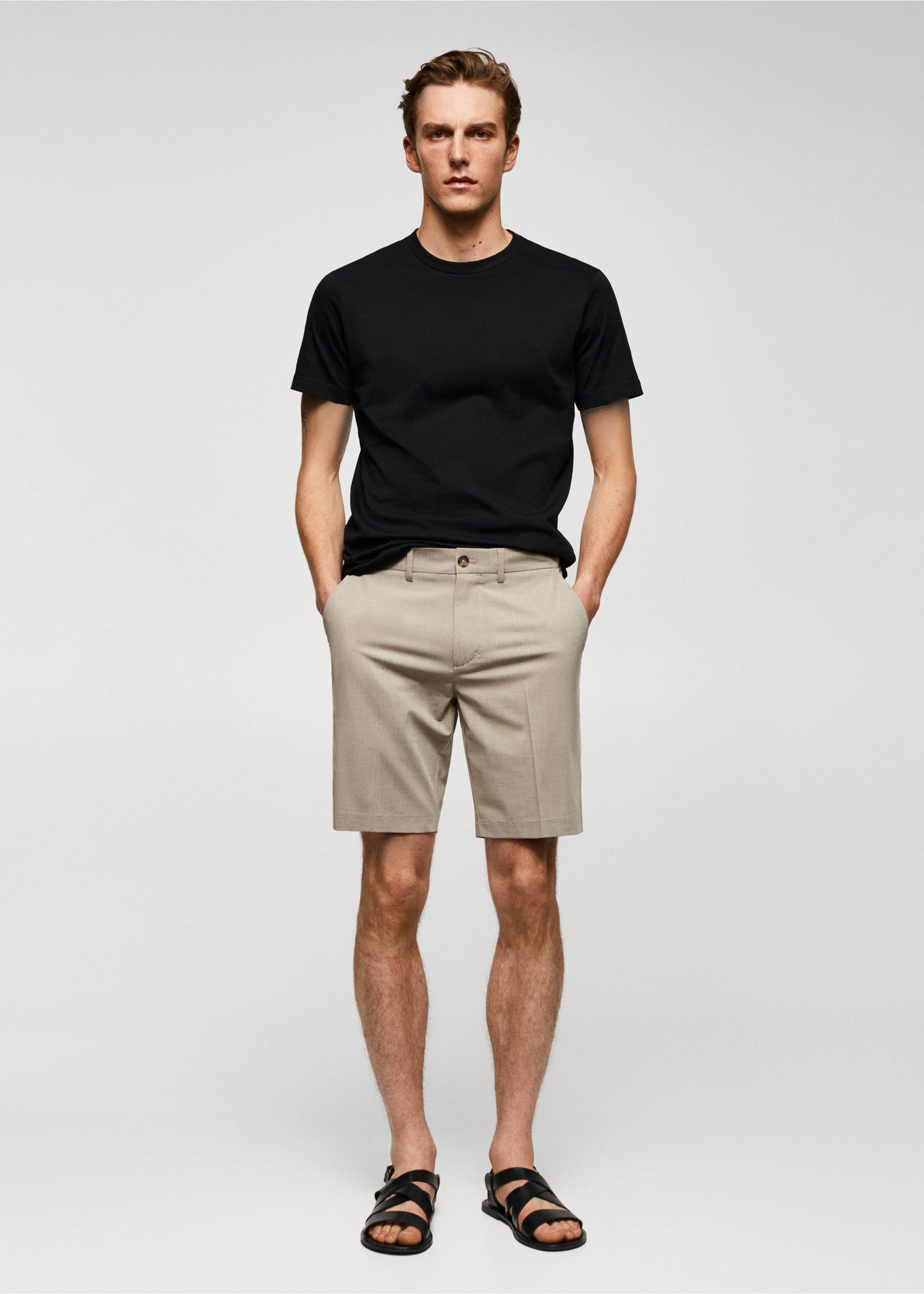 T-shirt essentiel coton comfort stretch - Plan général, Noir. Ref: 57010795-00.