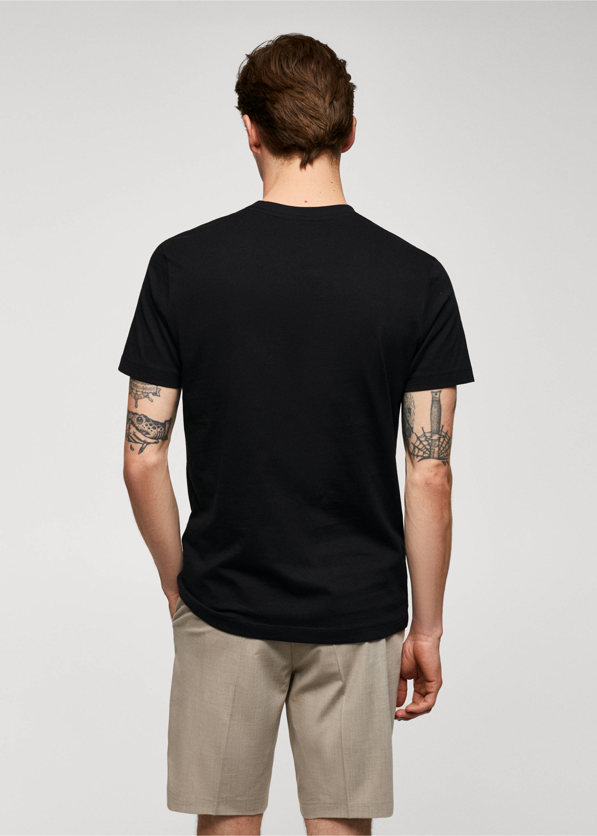 T-shirt essentiel coton comfort stretch - Verso de l’article, Noir. Ref: 57010795-00.