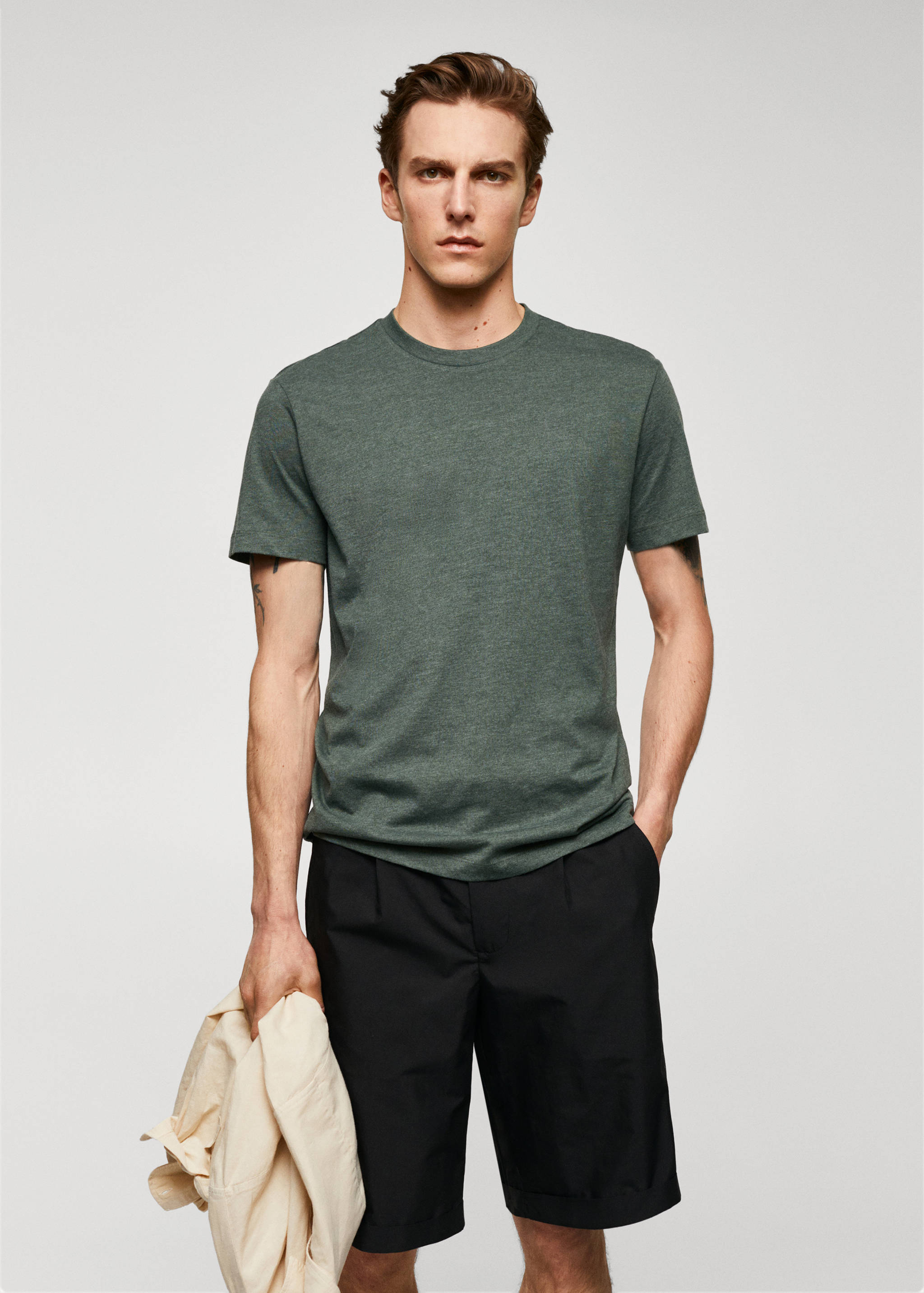 Basic cotton stretch t-shirt - Medium plane