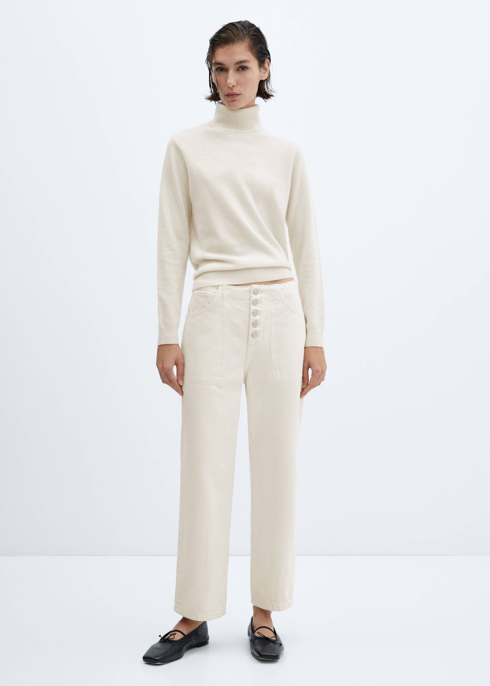 Jean droit crop boutons - Plan général