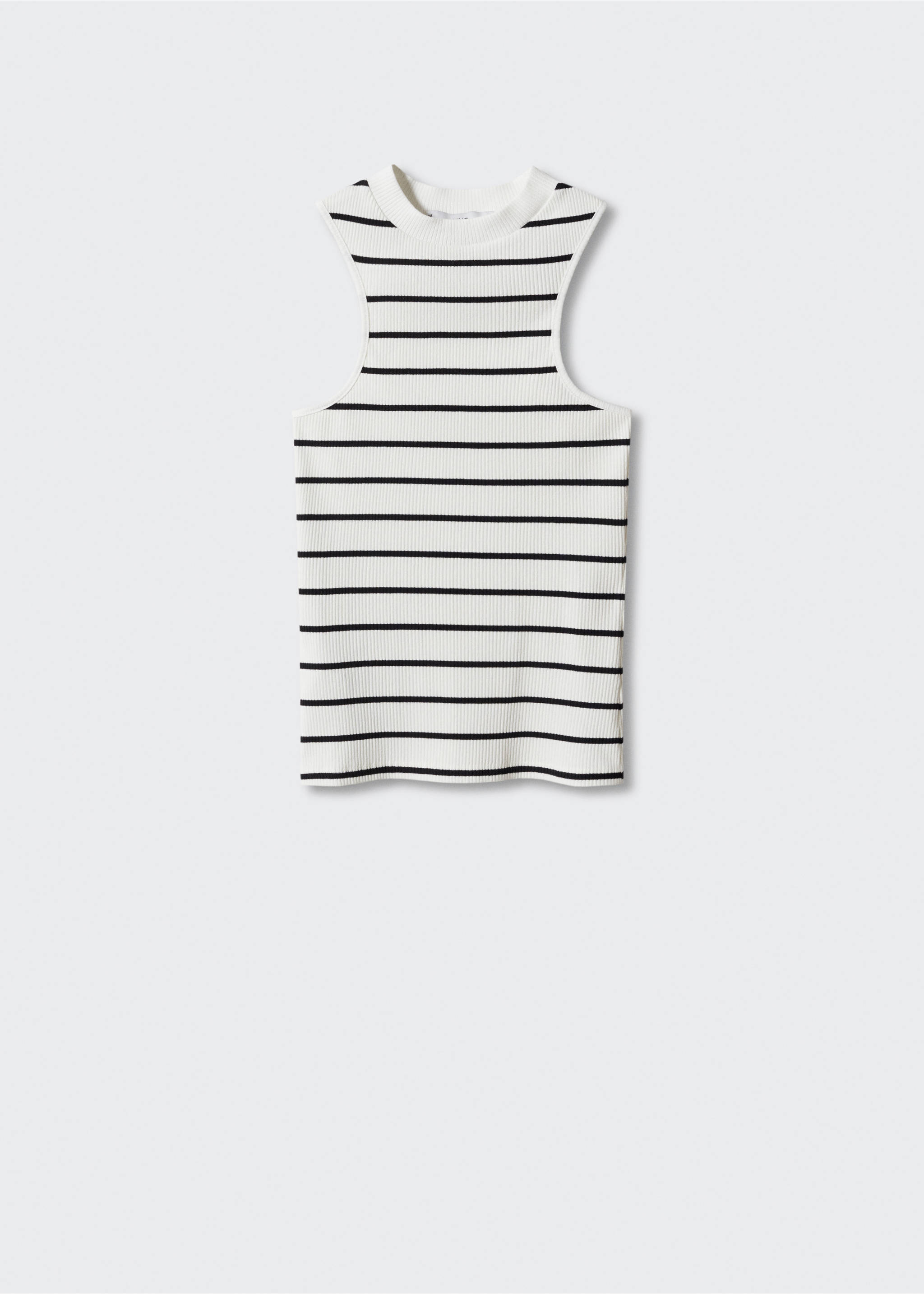 Striped top with perkins neck - Article without model, White. Ref: 57012885-00.