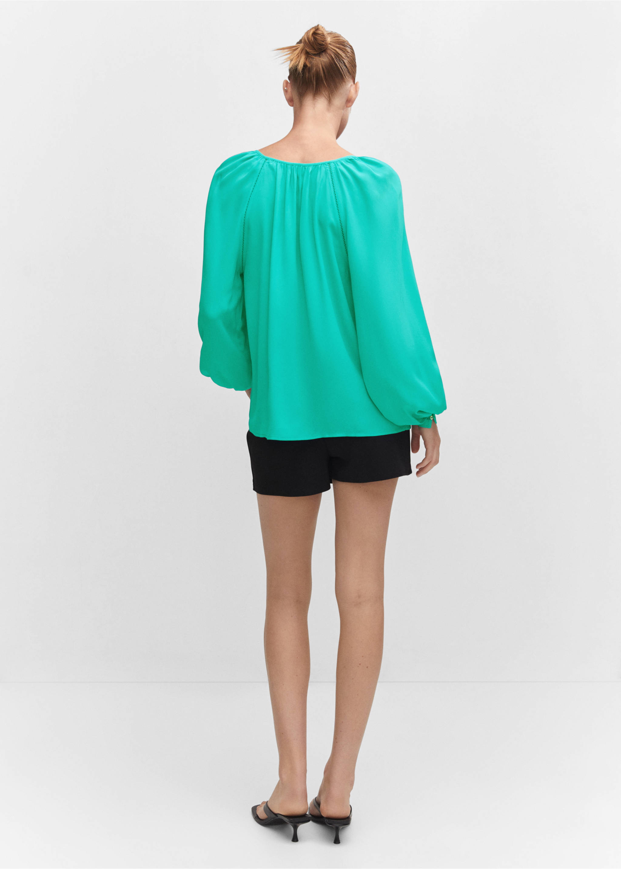 Blusa manga raglán - Reverso del artículo, Turquesa. Ref: 57012897-00.