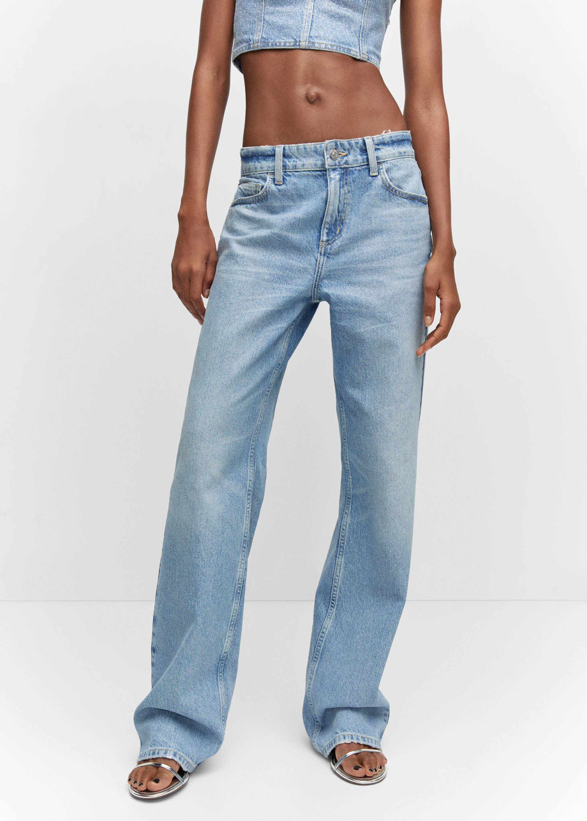 Shiny straight-leg jeans - Medium plane