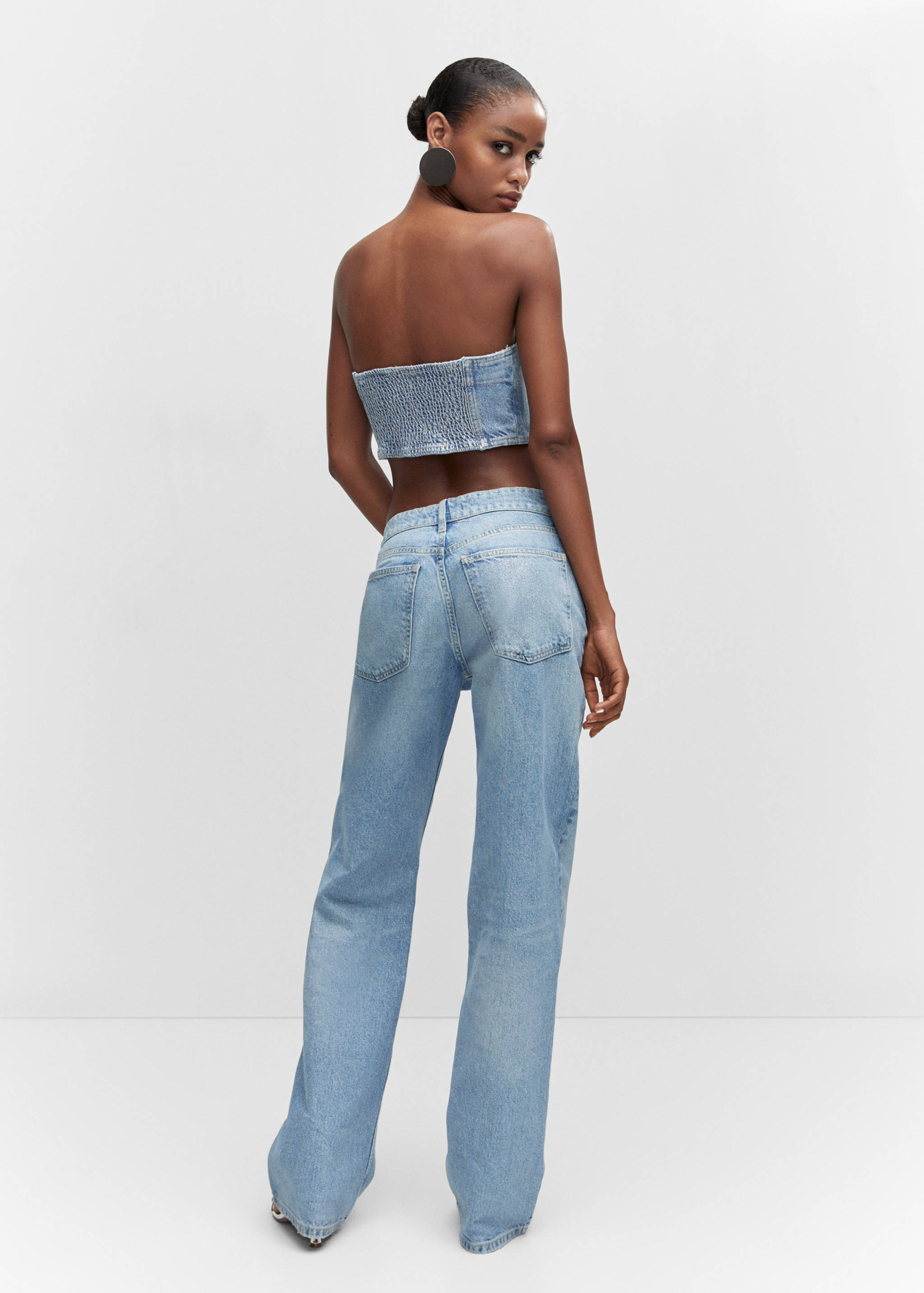 Shiny straight-leg jeans - Reverse of the article