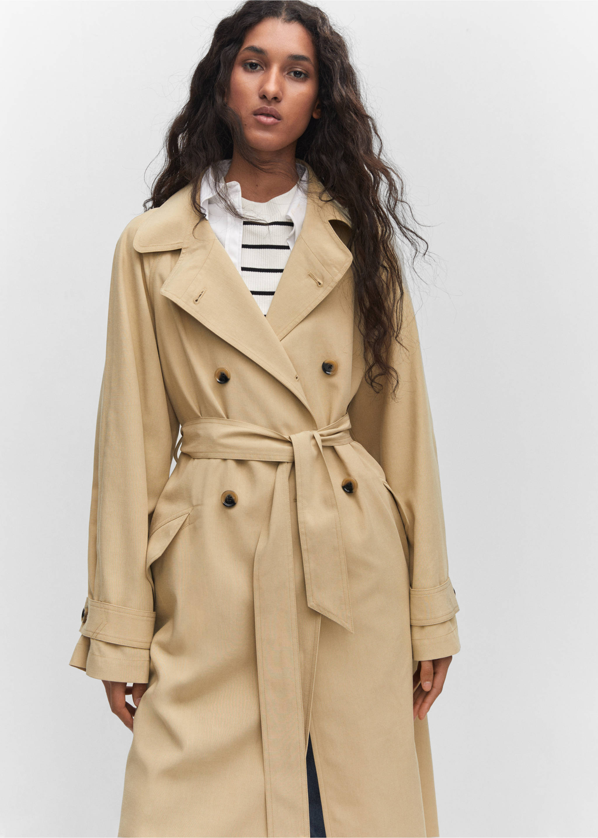 Trench fluide Tencel - Plan moyen, Beige. Ref: 57013780-00.