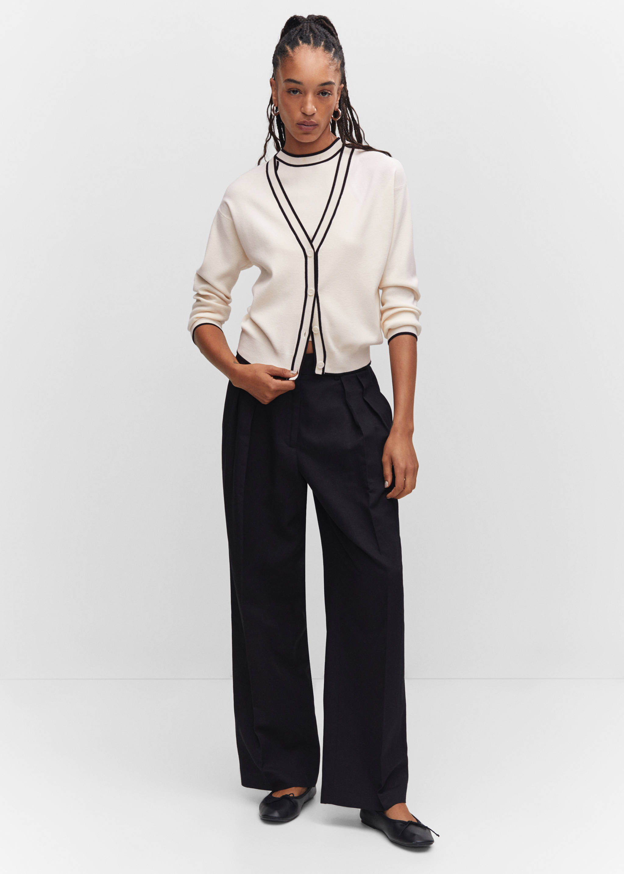 Knitted cardigan with contrast detail - General plane