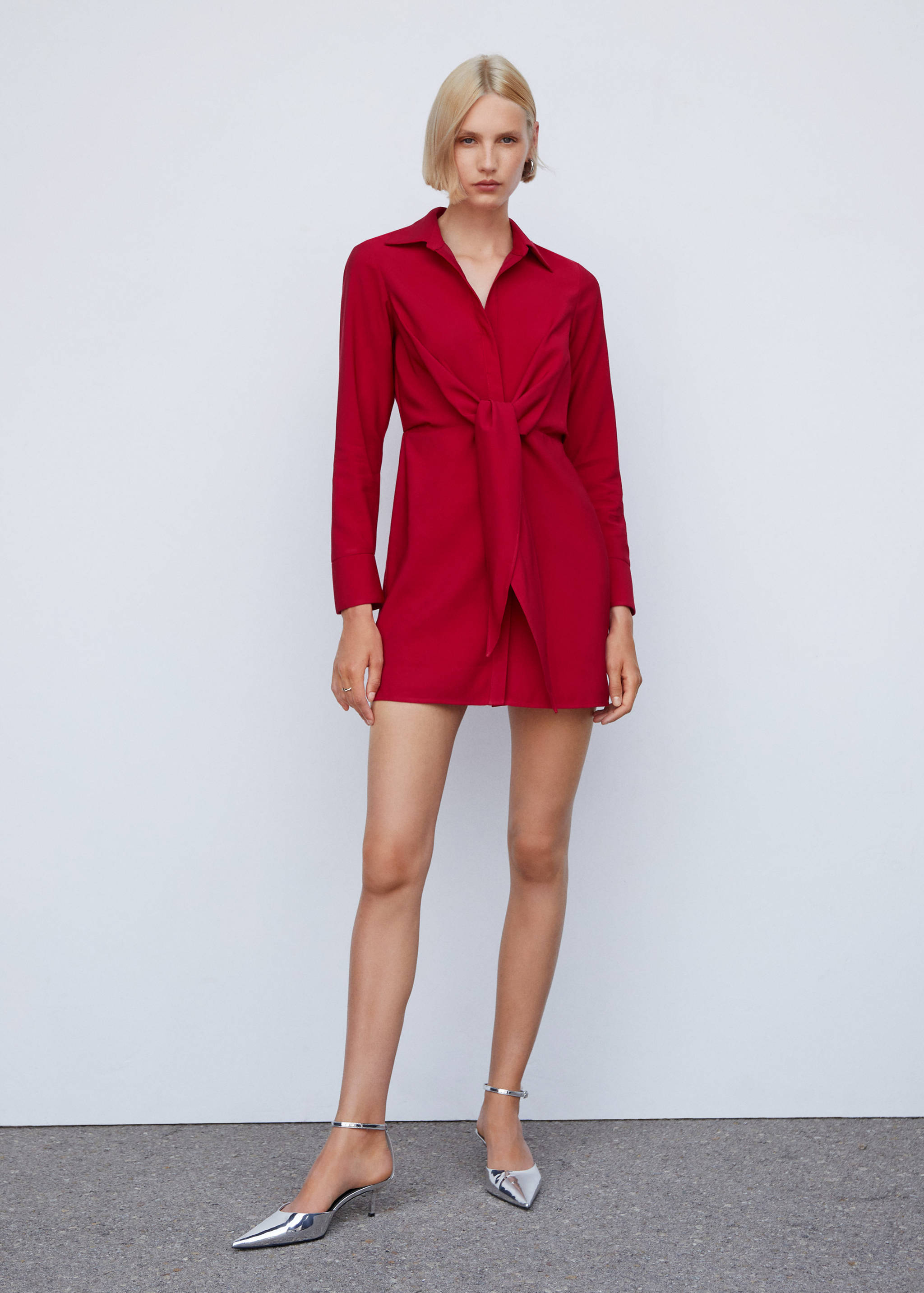 Vestido camisero detalle nudo - Plano general