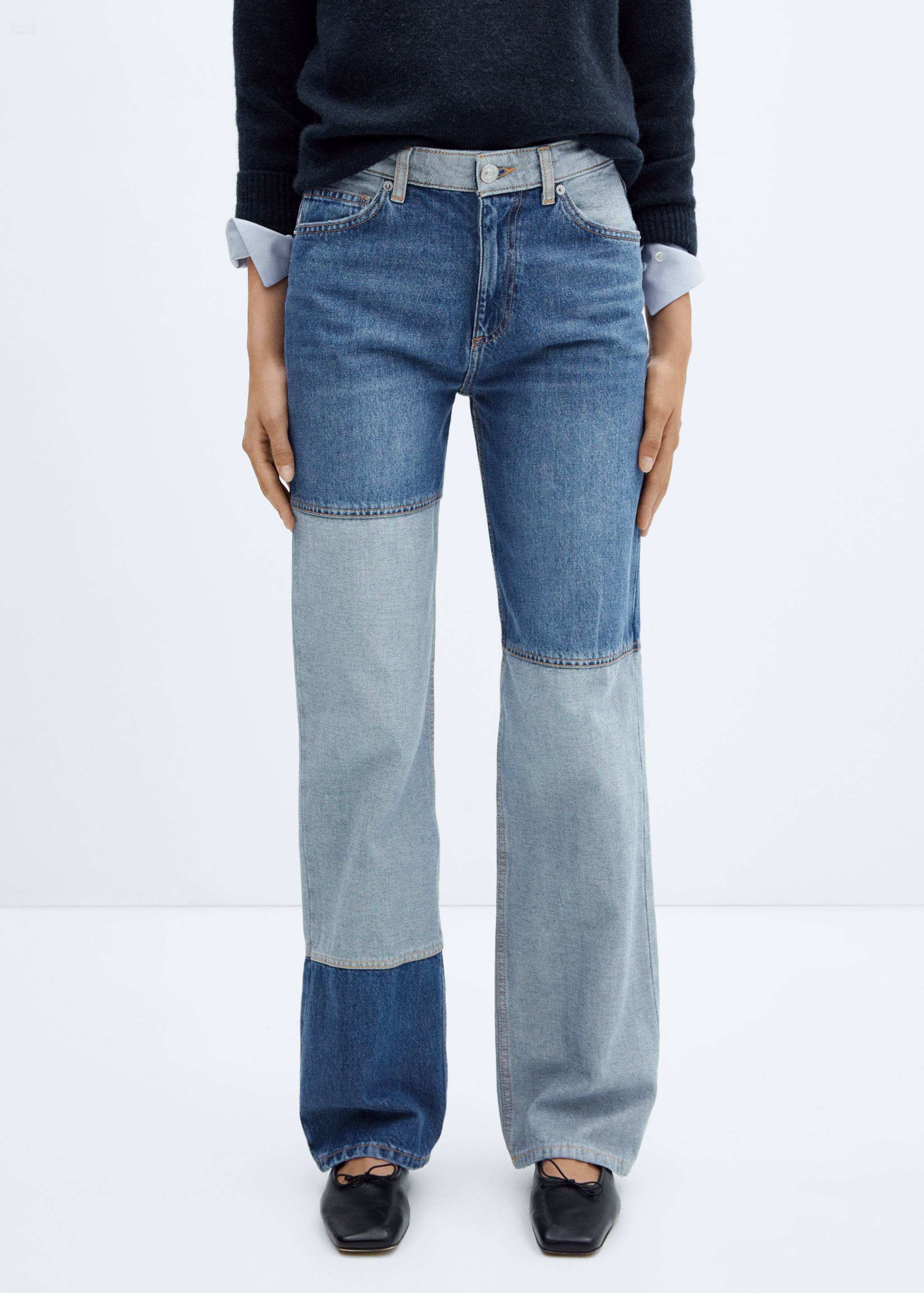 Wide leg patchwork jeans - Medium plane