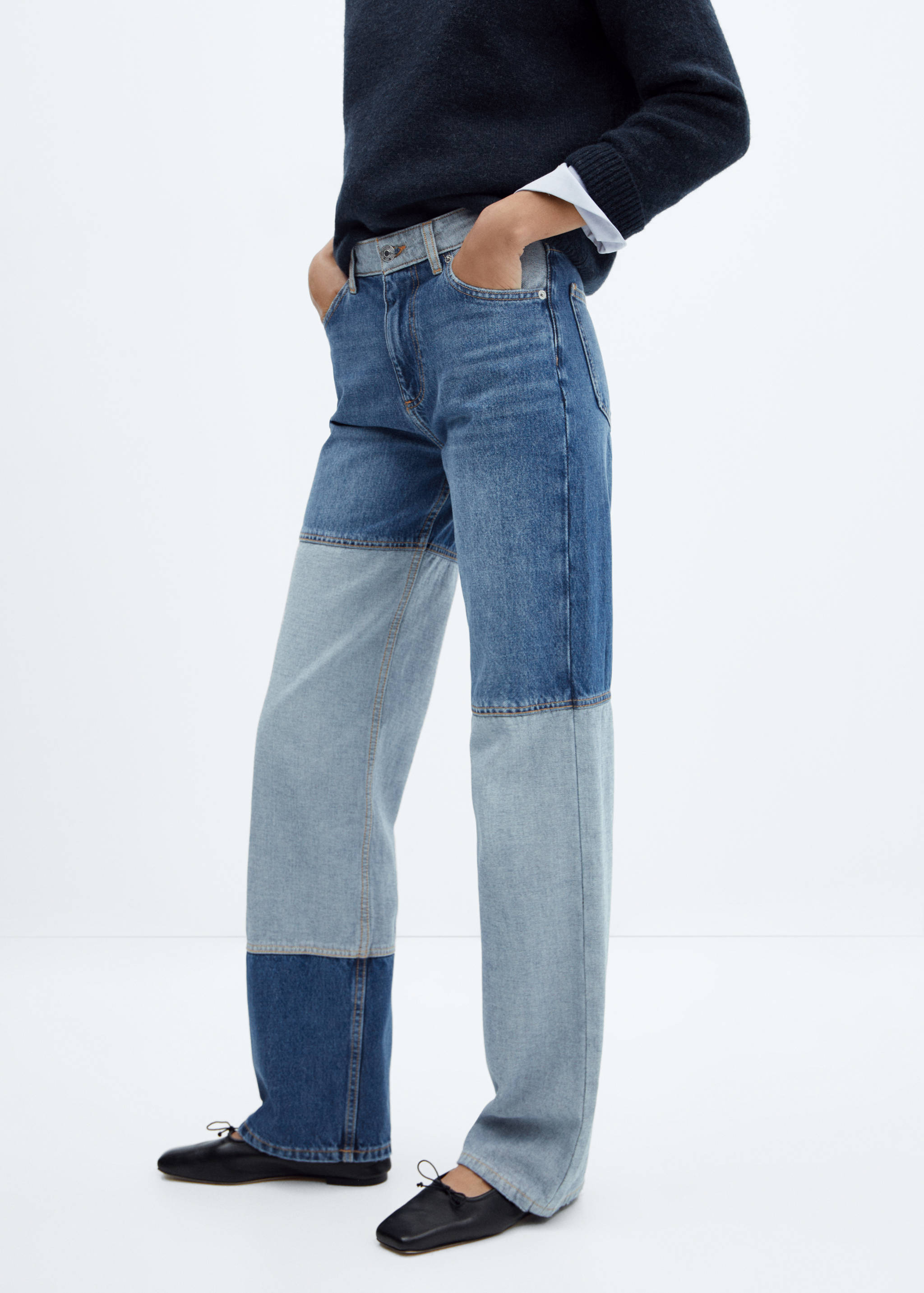 Wide leg patchwork jeans - Details of the article 6