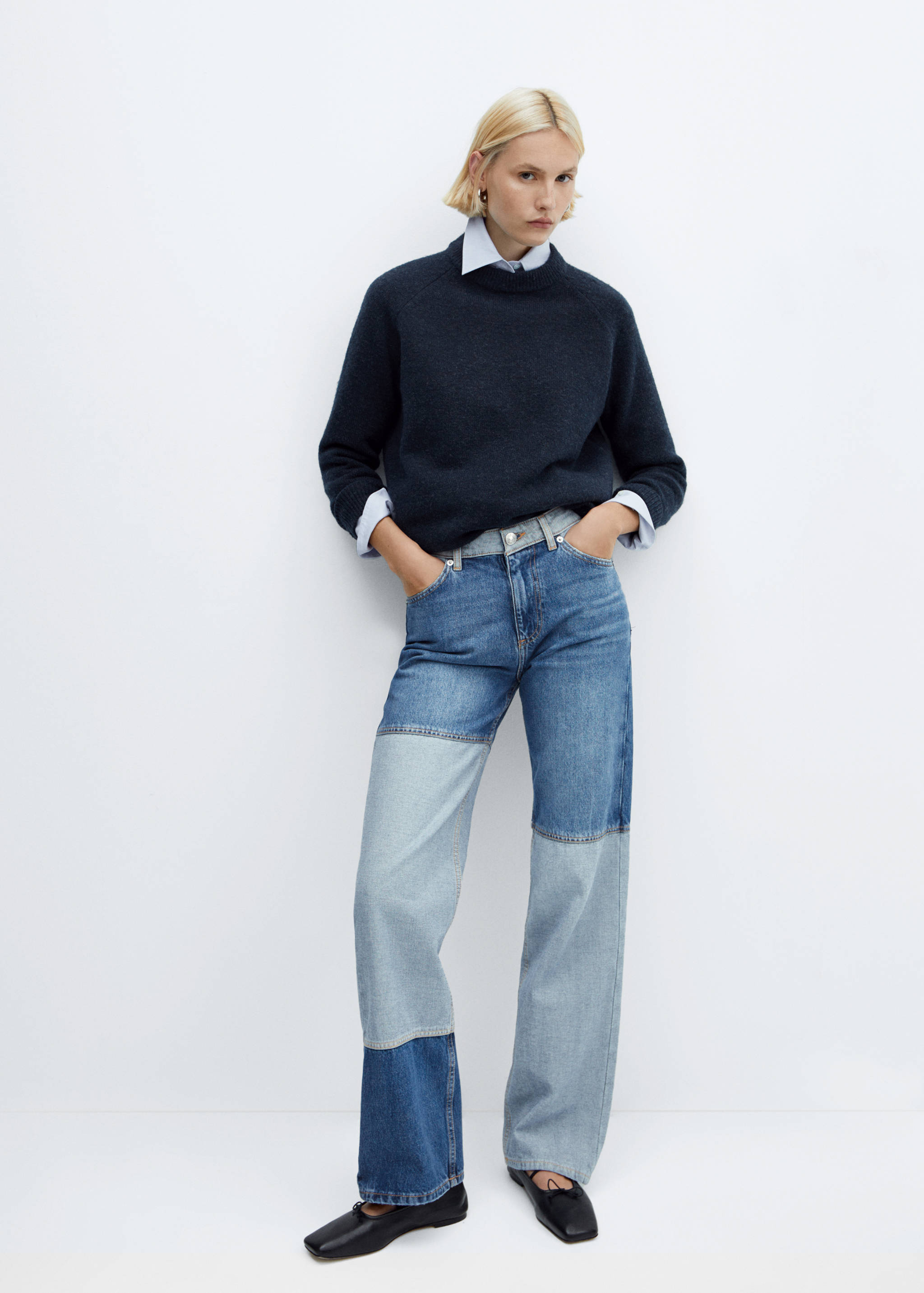 Wide leg patchwork jeans - Details of the article 2