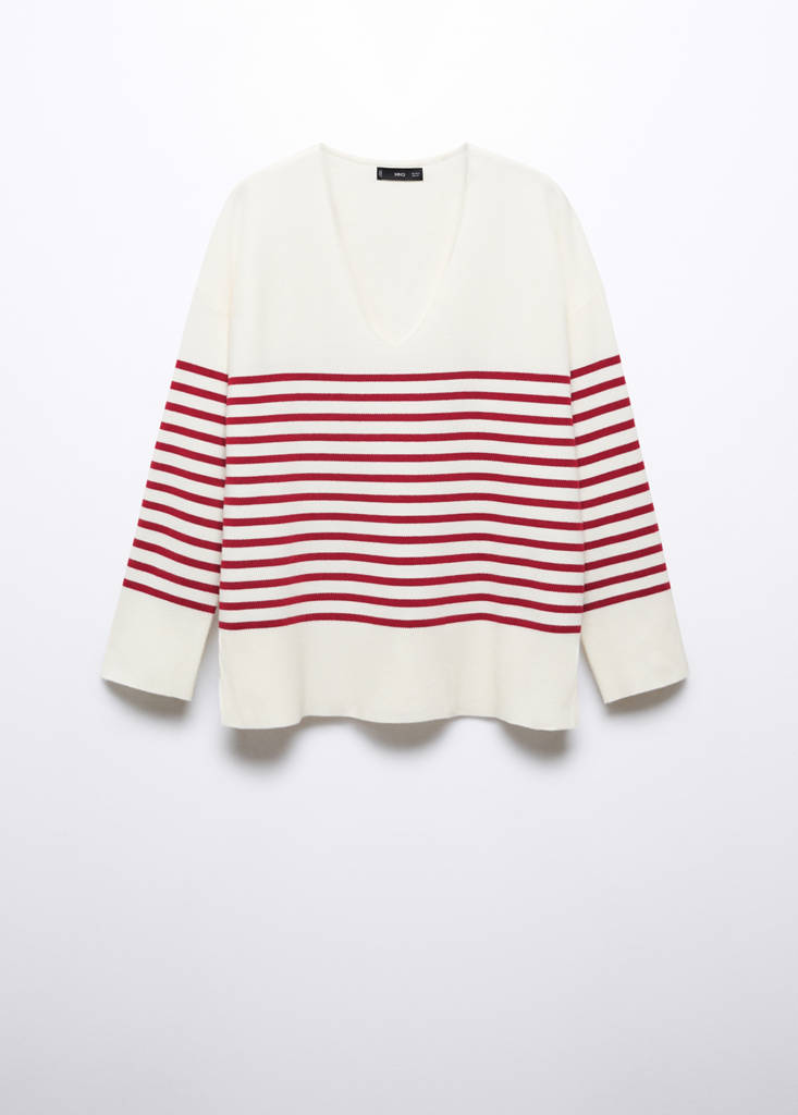 Oversized V-neck sweater — Red