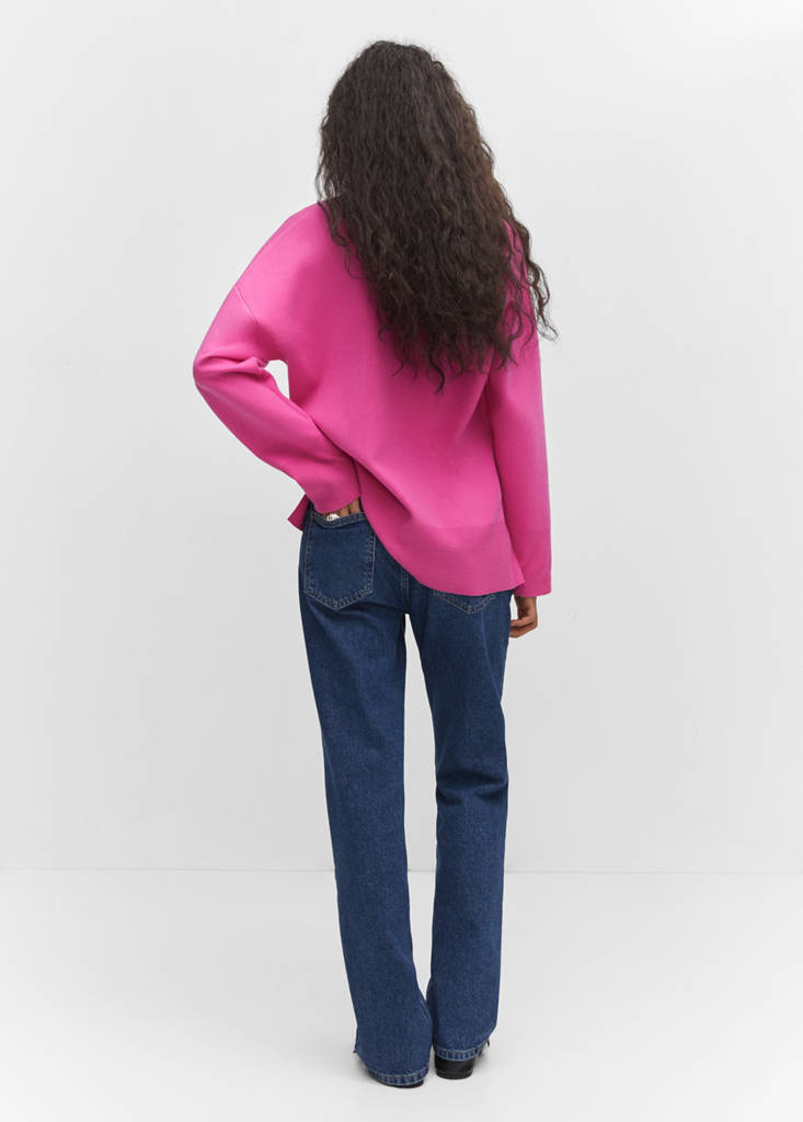 Oversized V-neck sweater — Fuchsia