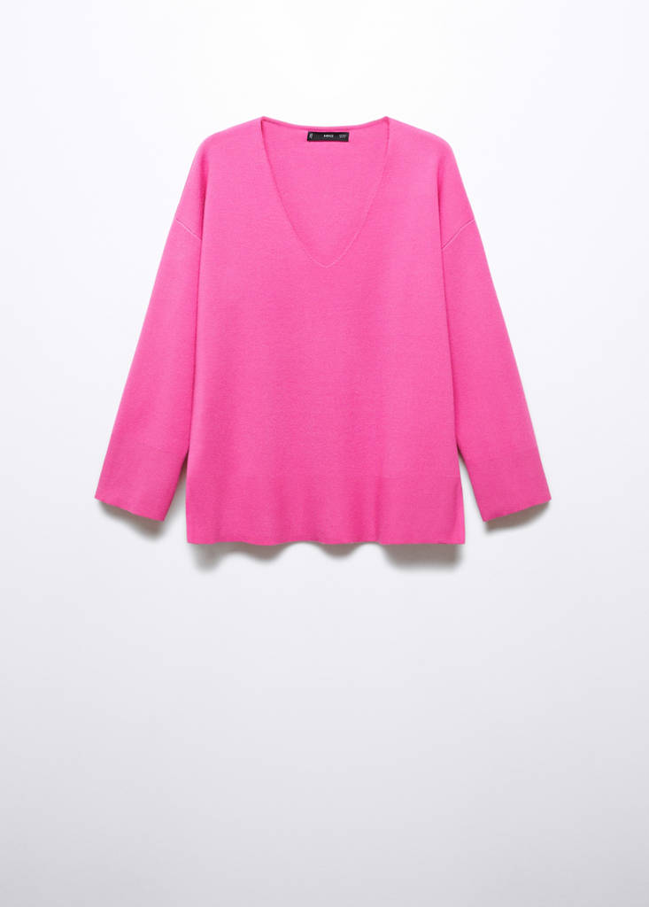 Oversized V-neck sweater — Fuchsia