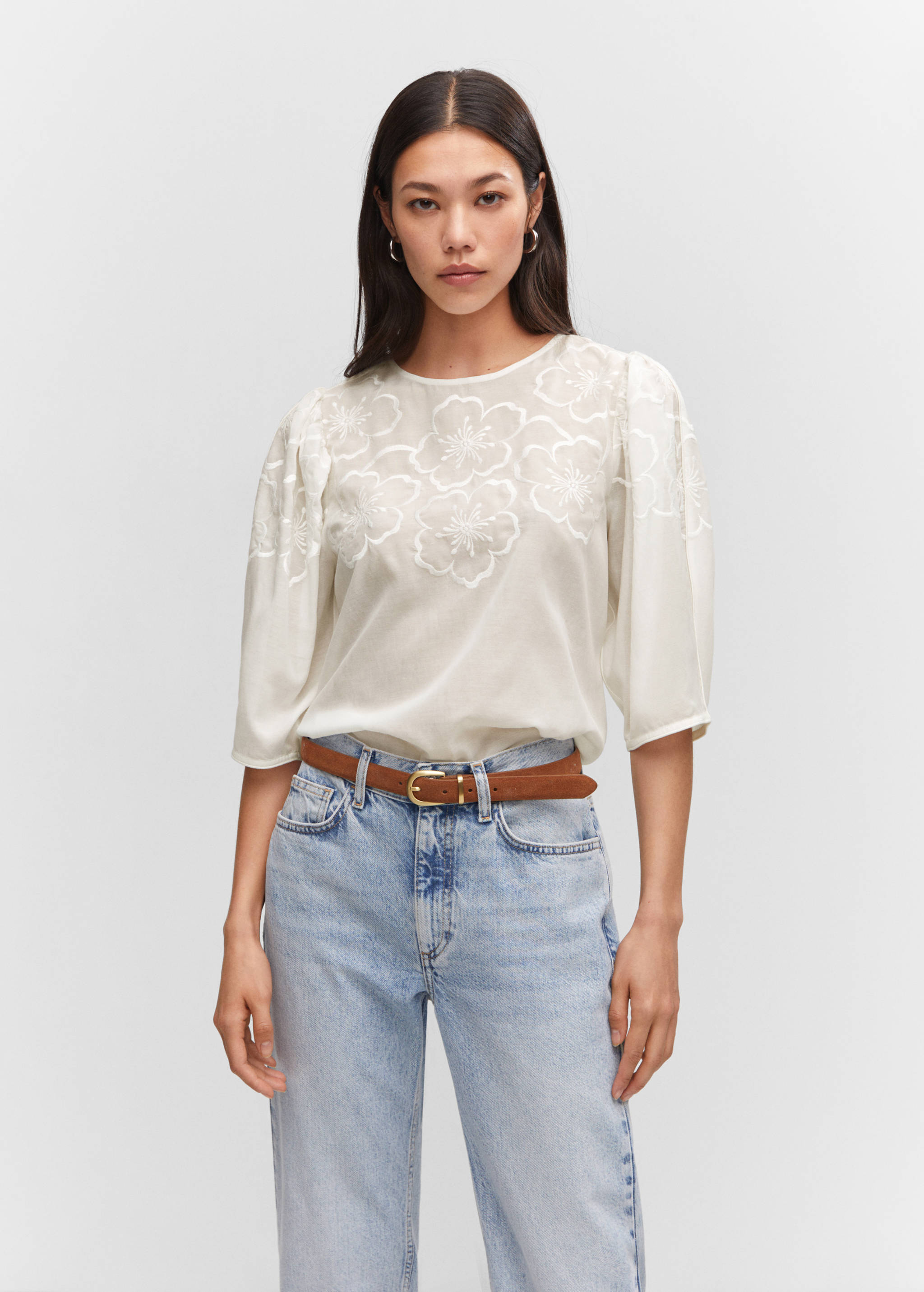 Floral embroidered blouse - Medium plane