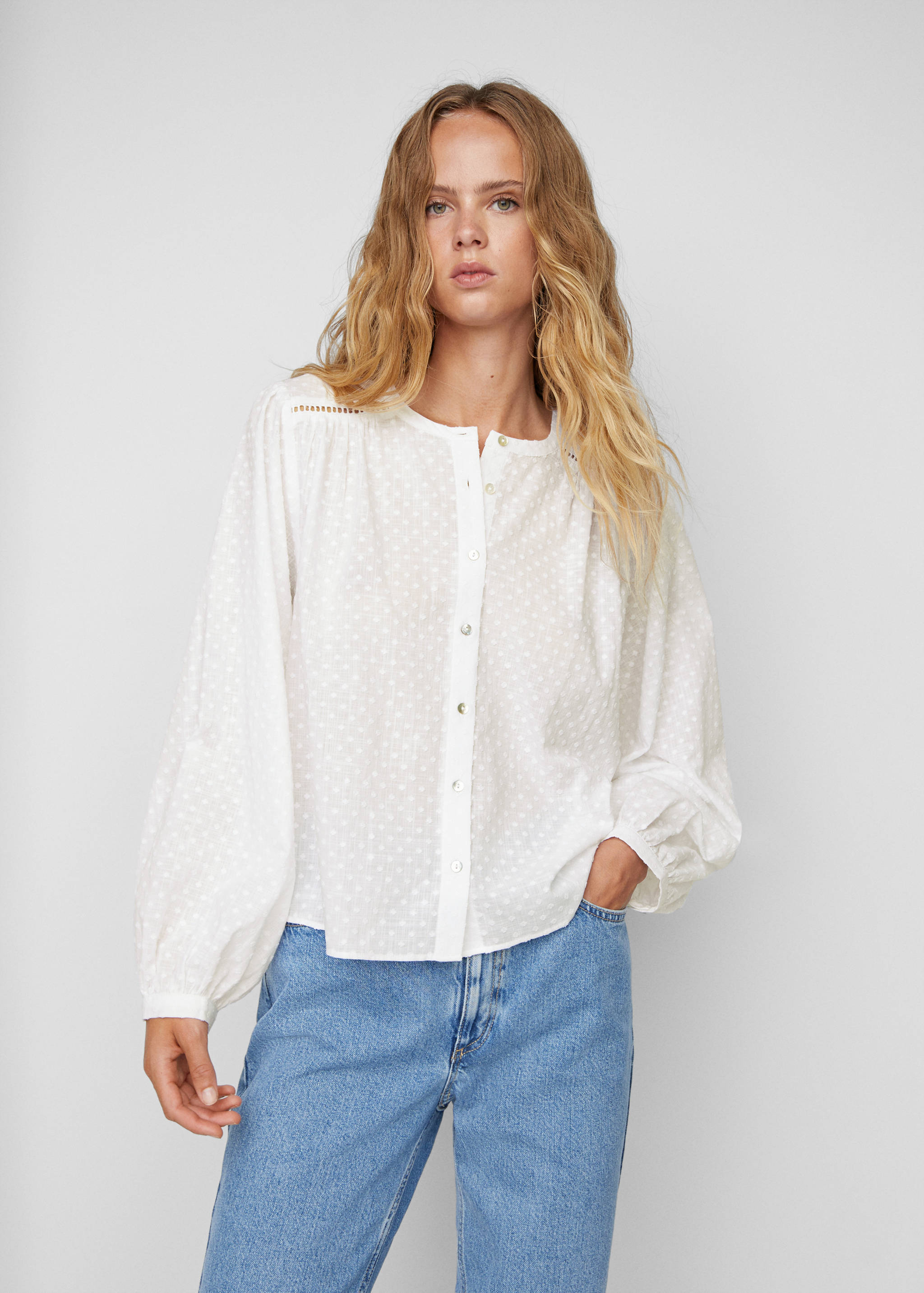 Blouse coton plumetis - Plan moyen