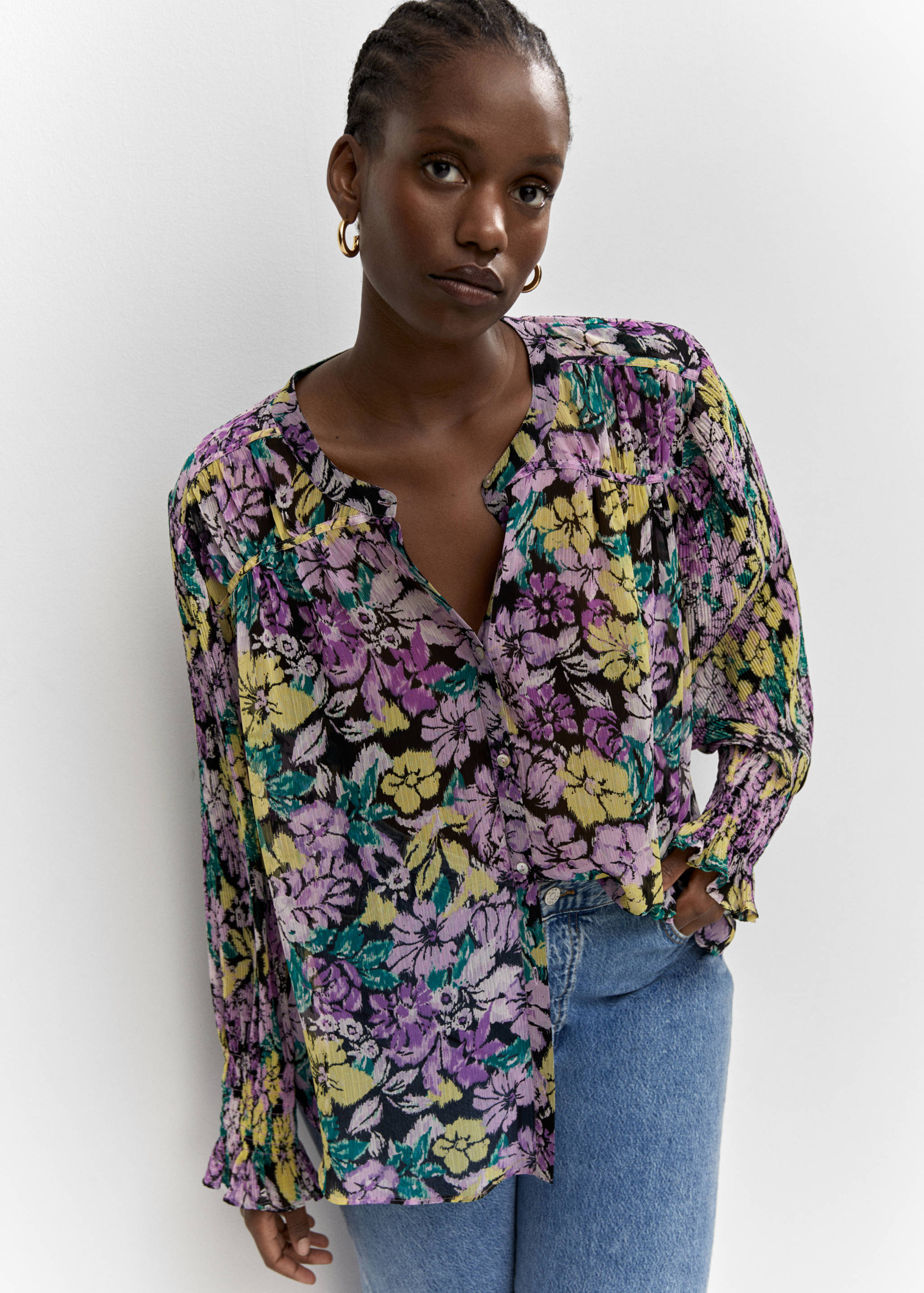 Floral textured blouse - Details of the article 4