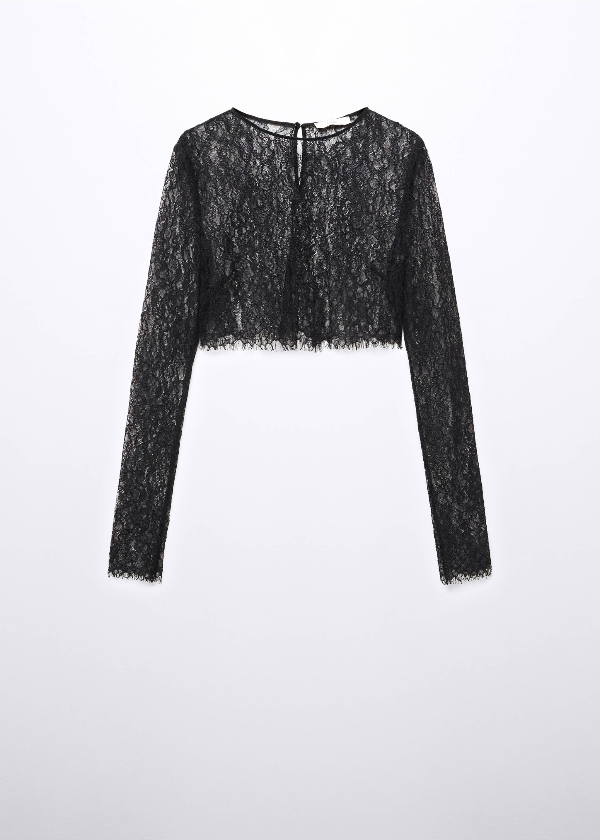 Blusa crop encaje - Artículo sin modelo, Negro. Ref: 57013824-00.