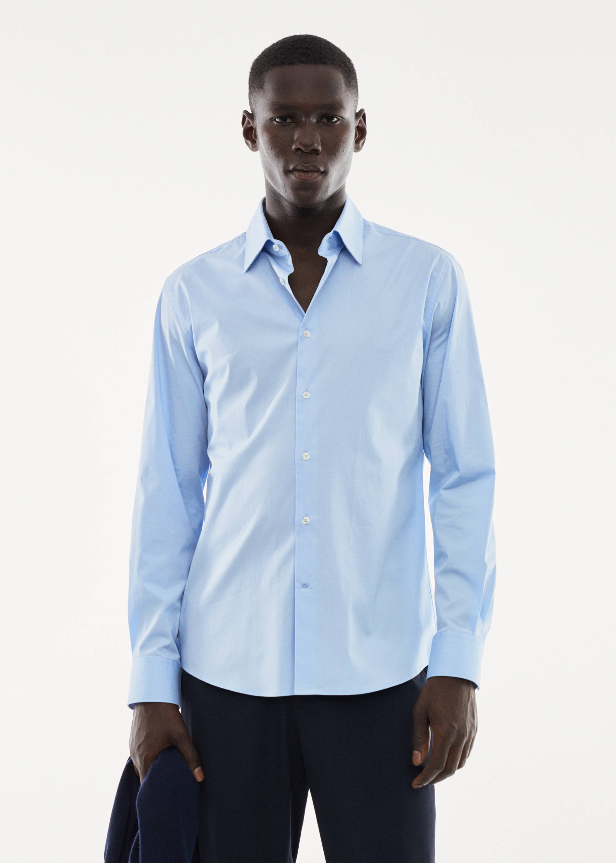 Slim fit stretch cotton shirt - Medium plane