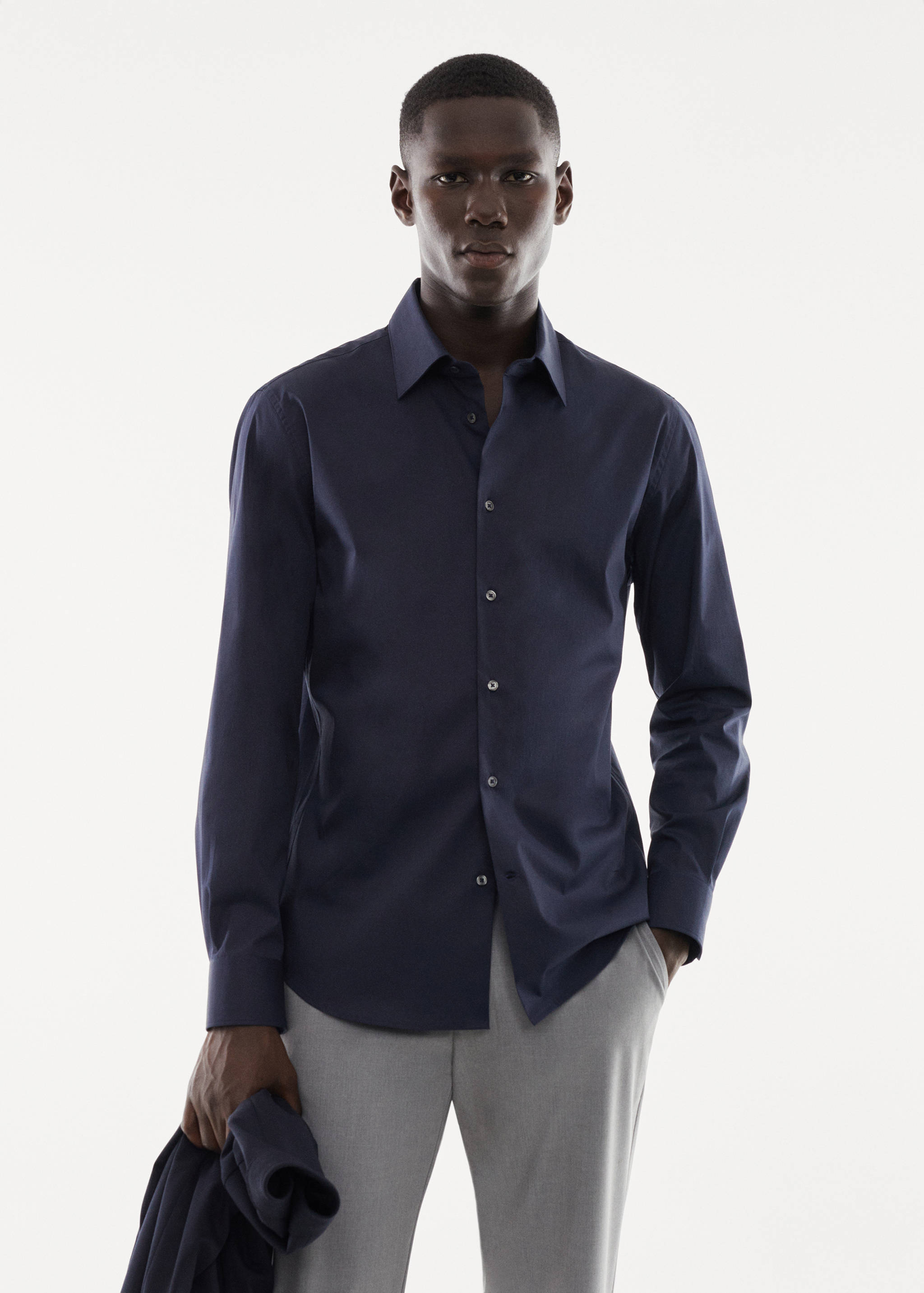 Slim fit stretch cotton shirt - Medium plane