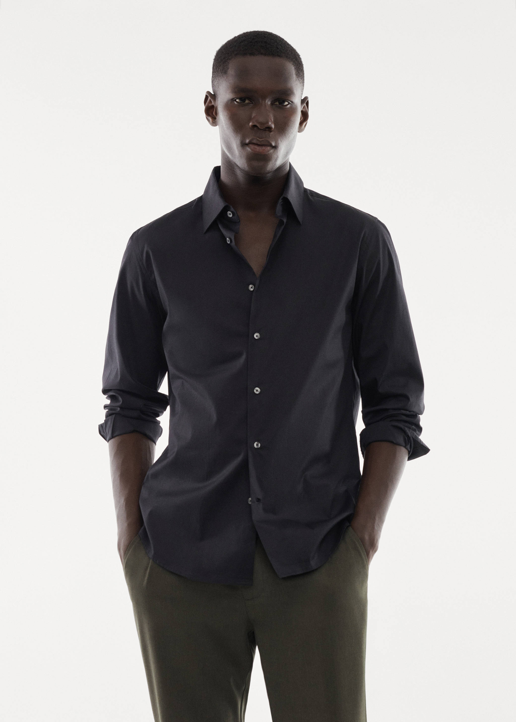 Slim fit stretch cotton shirt - Medium plane