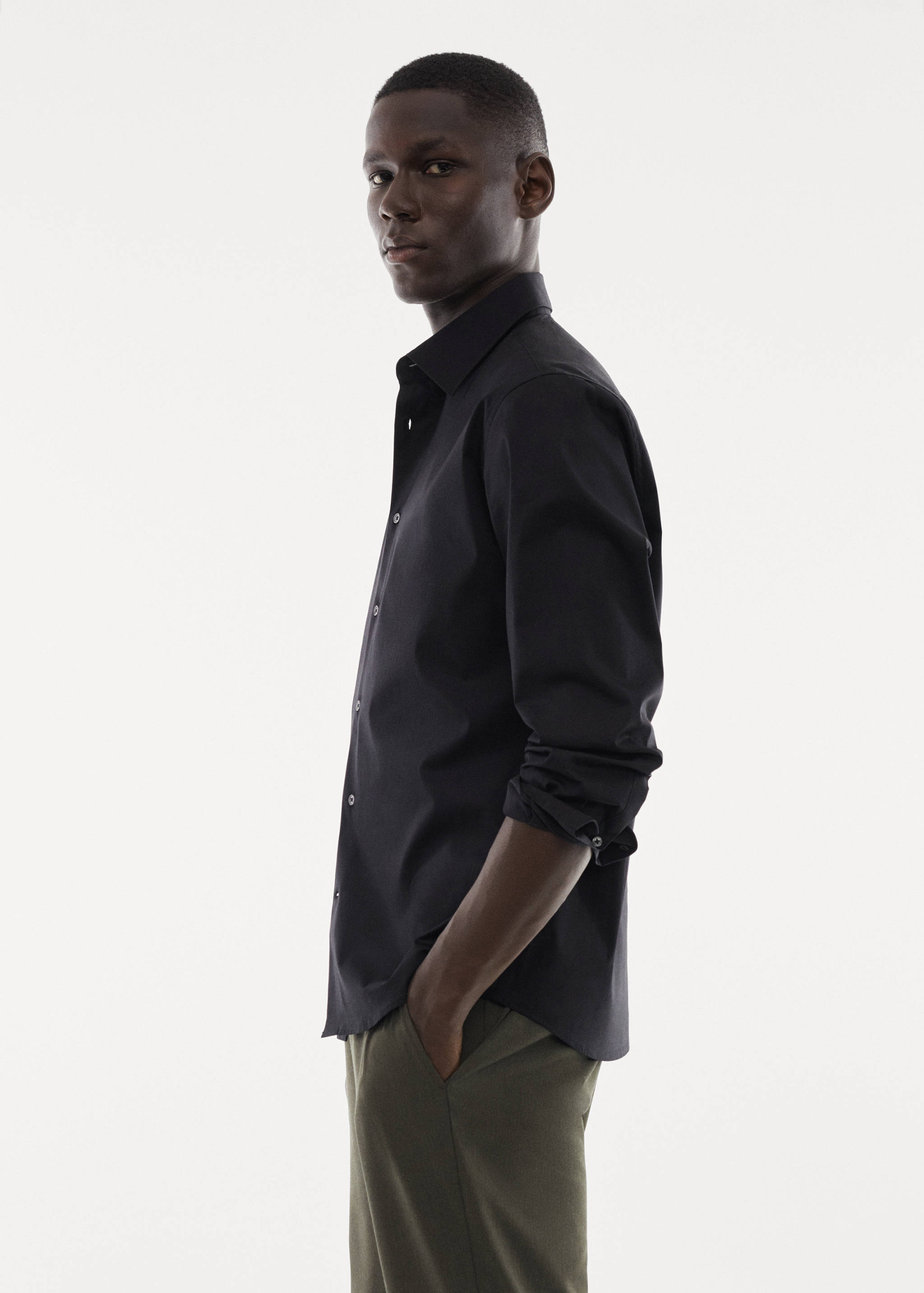 Slim fit stretch cotton shirt - Details of the article 2