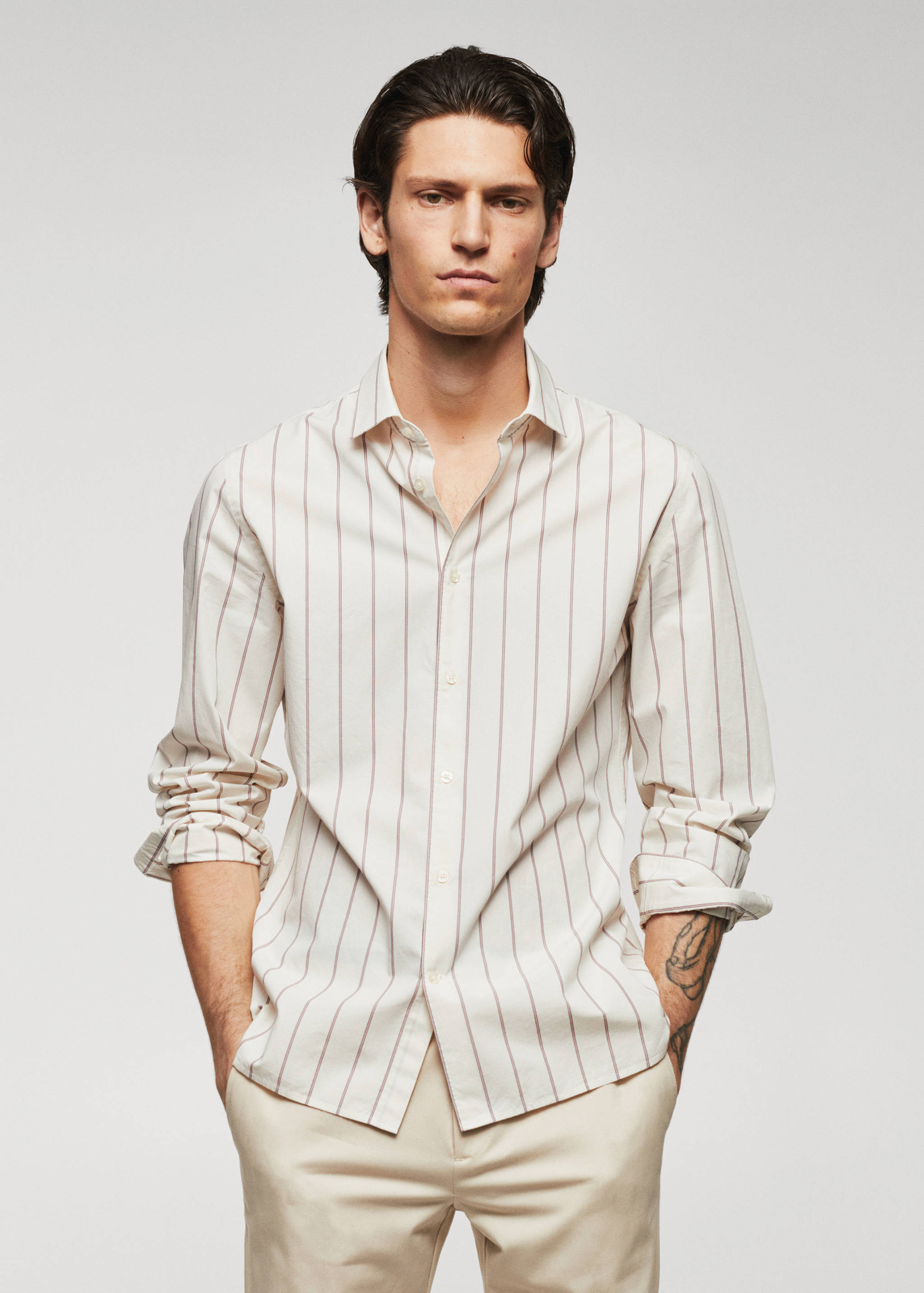 Рубашка 100% хлопок в полоску - Средний план