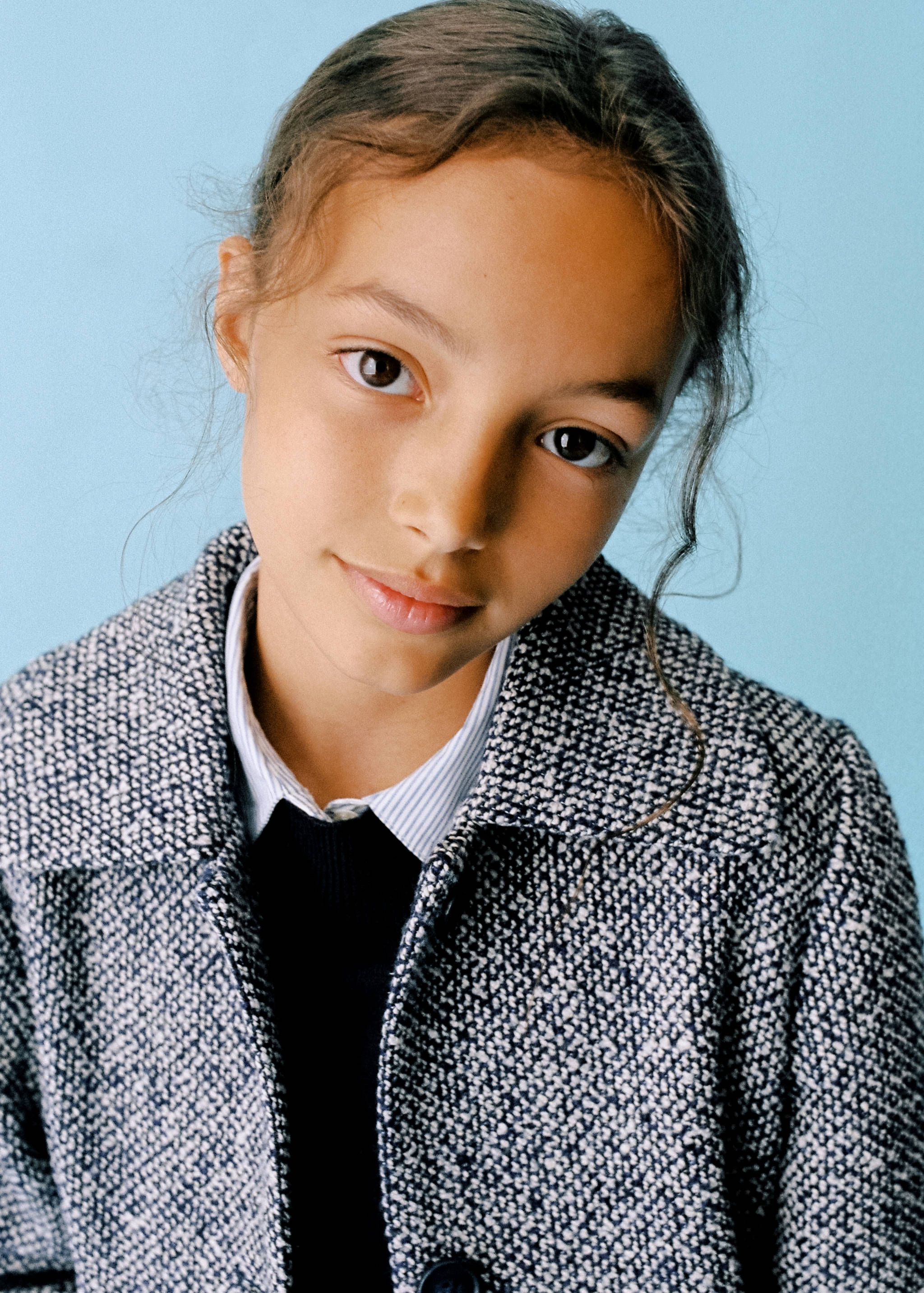 系扣人字纹大衣 - null