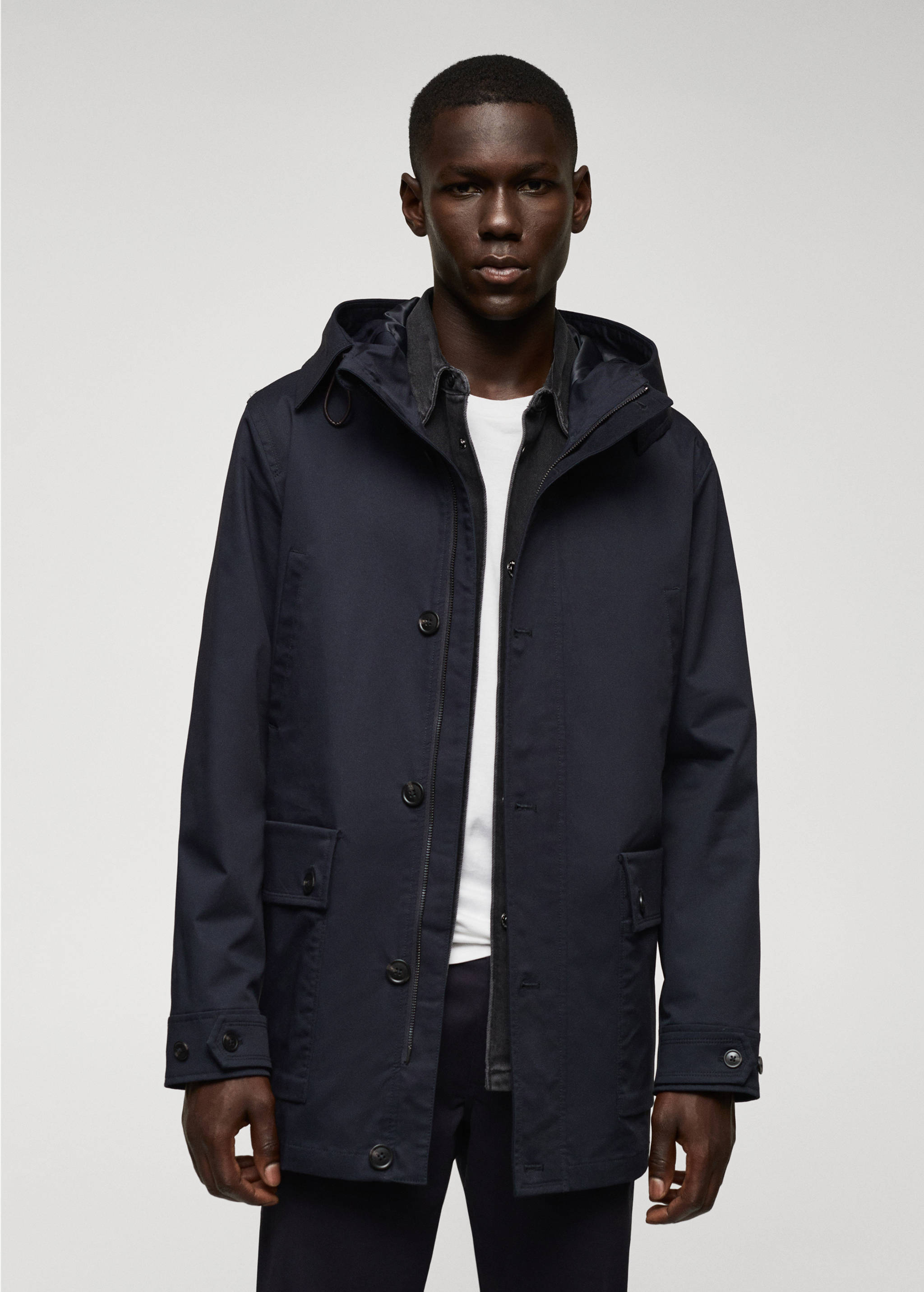 Hooded barn jacket with pocket - Medium plane