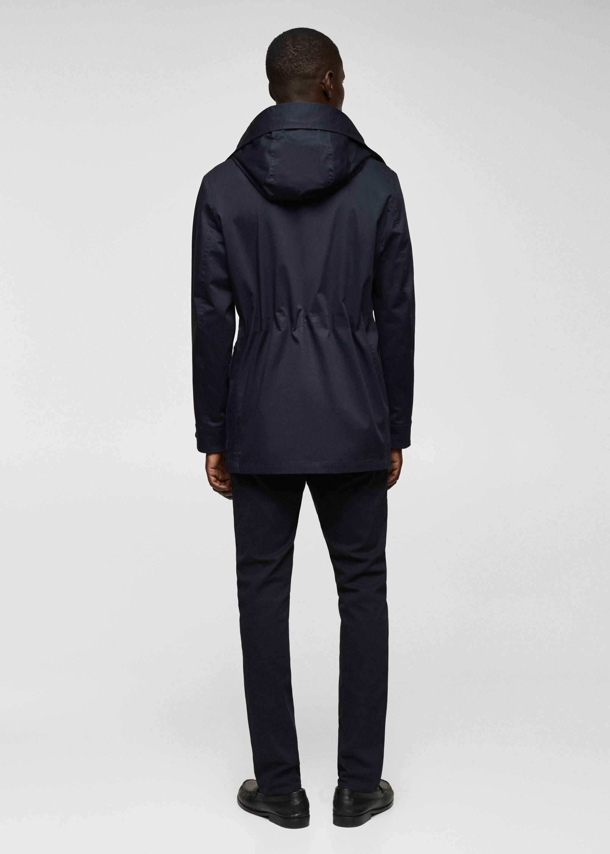 Hooded barn jacket with pocket - Reverse of the article