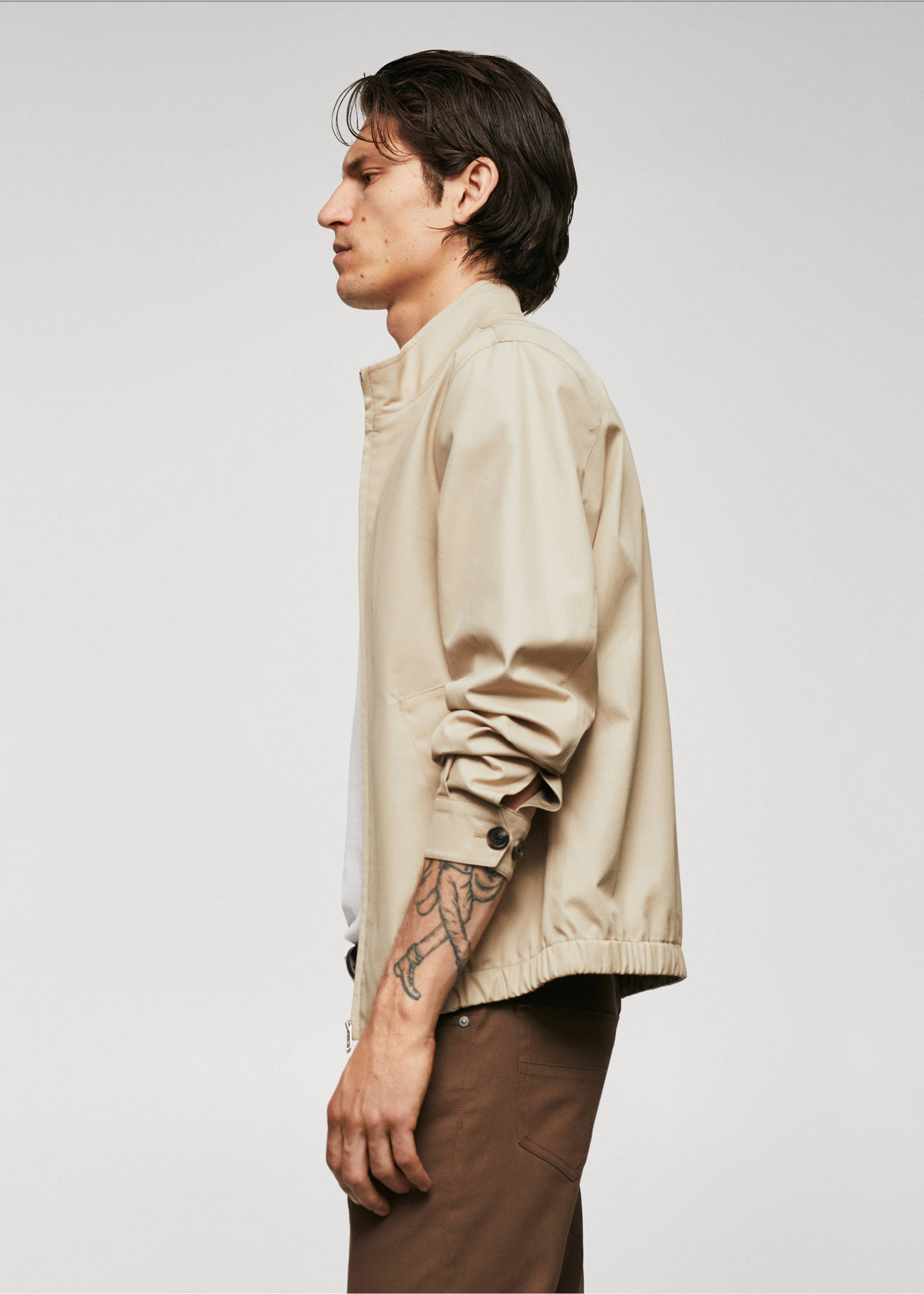 100% cotton bomber jacket - Details of the article 2, Light/Pastel Grey. Ref: 57014391-00.