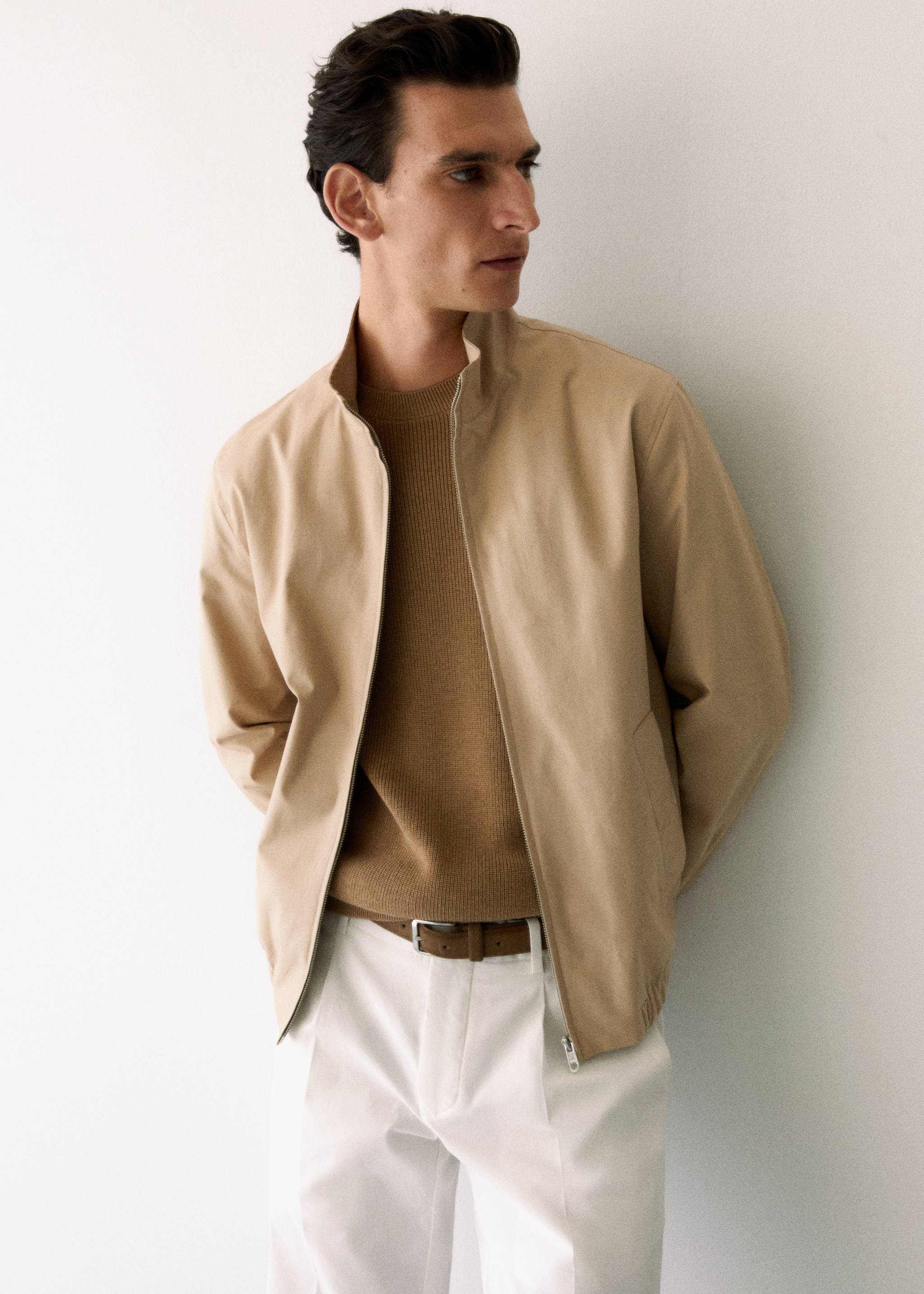 100% cotton bomber jacket - Details of the article 5, Light/Pastel Grey. Ref: 57014391-00.