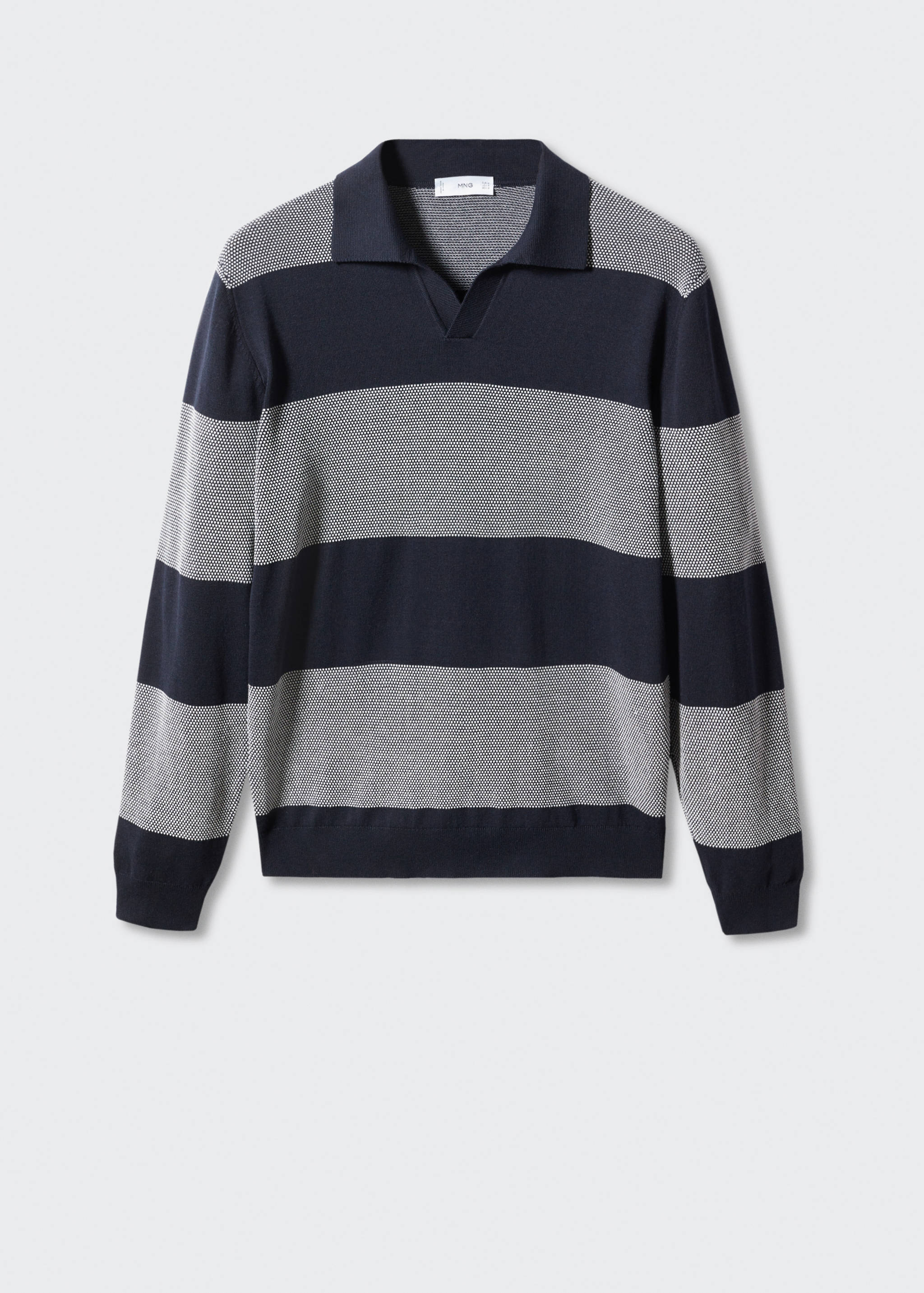 条纹细线针织Polo衬衫 - null