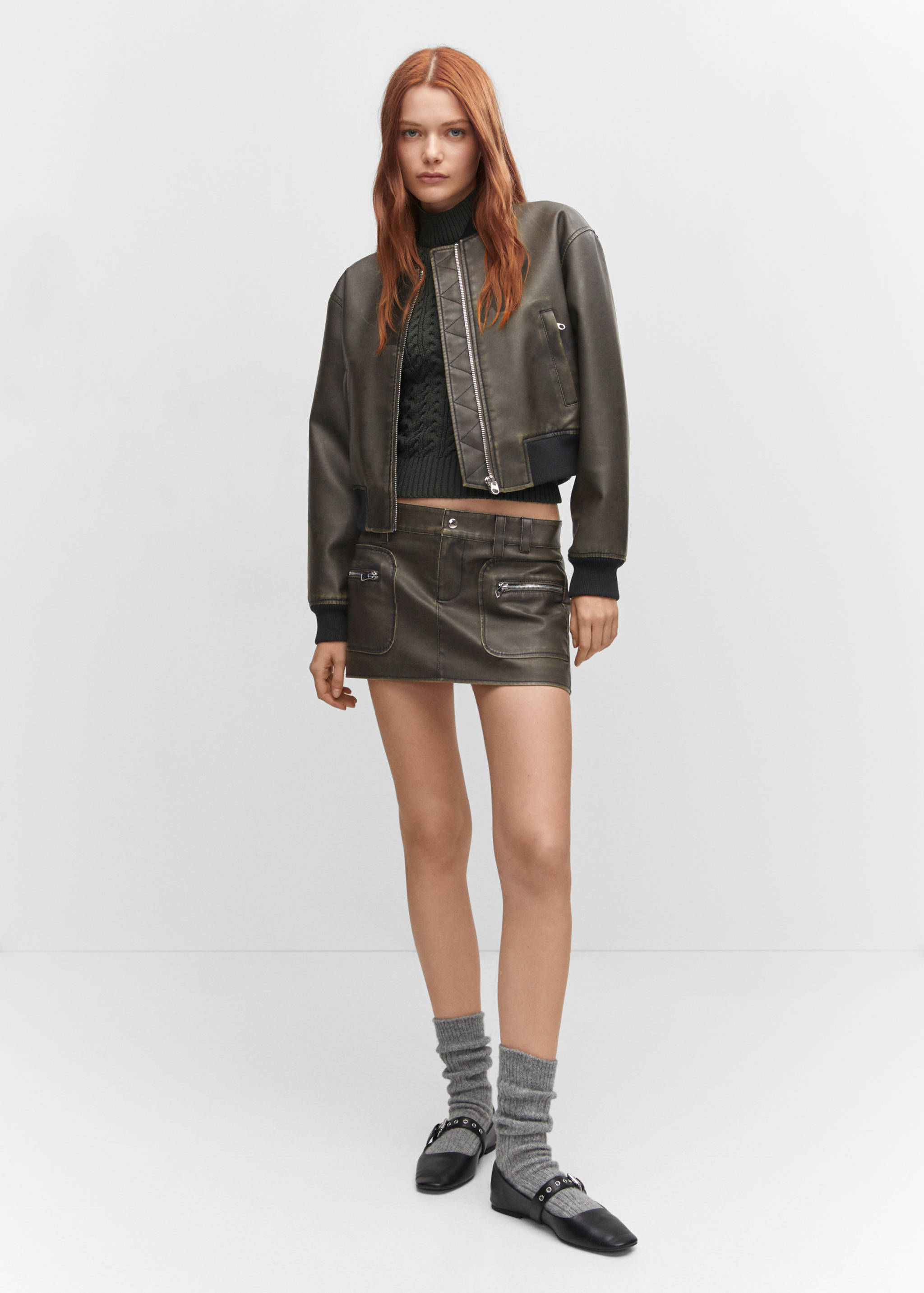 Worn-effect bomber jacket - General plane