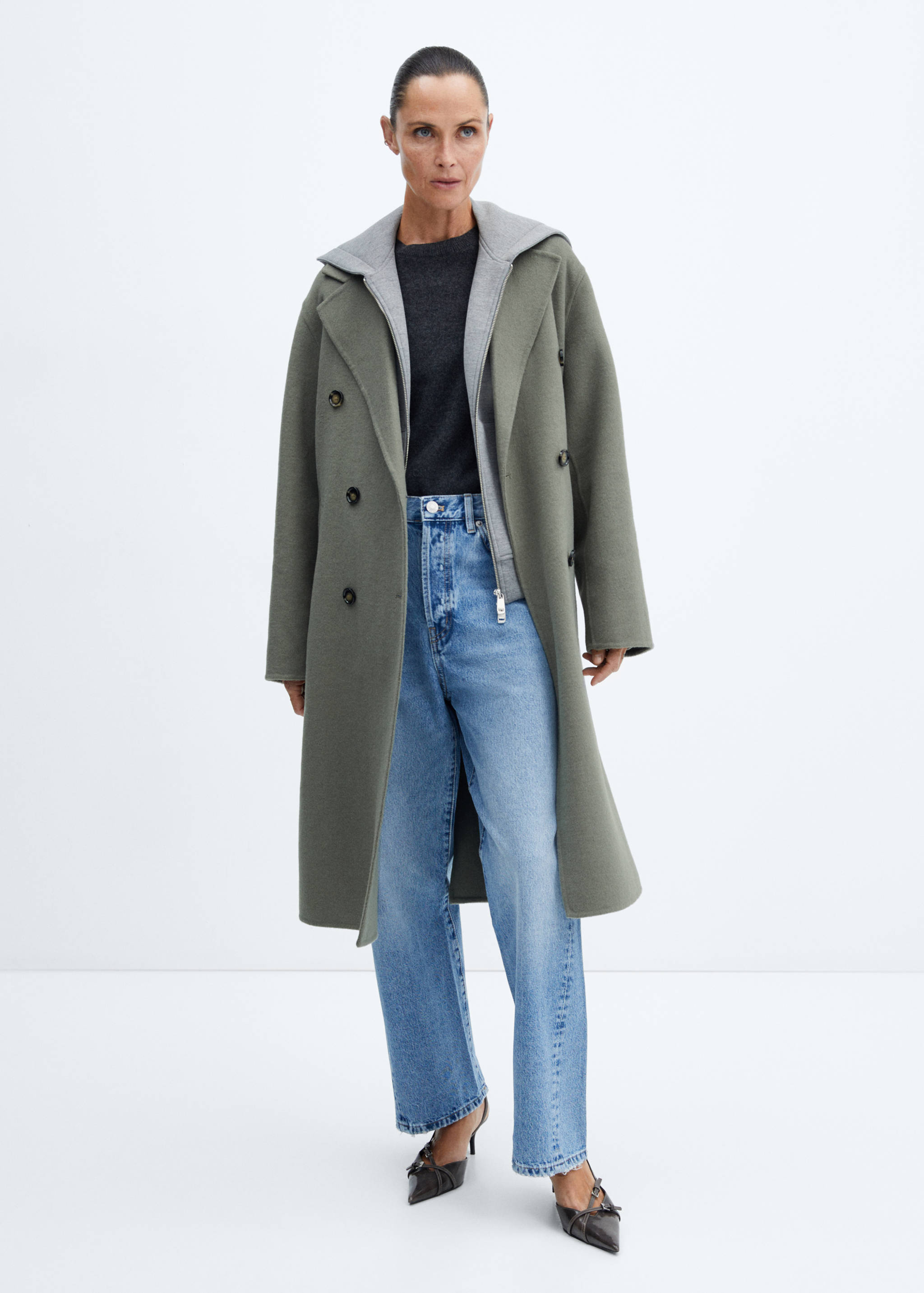 手工超大羊毛外套 - null